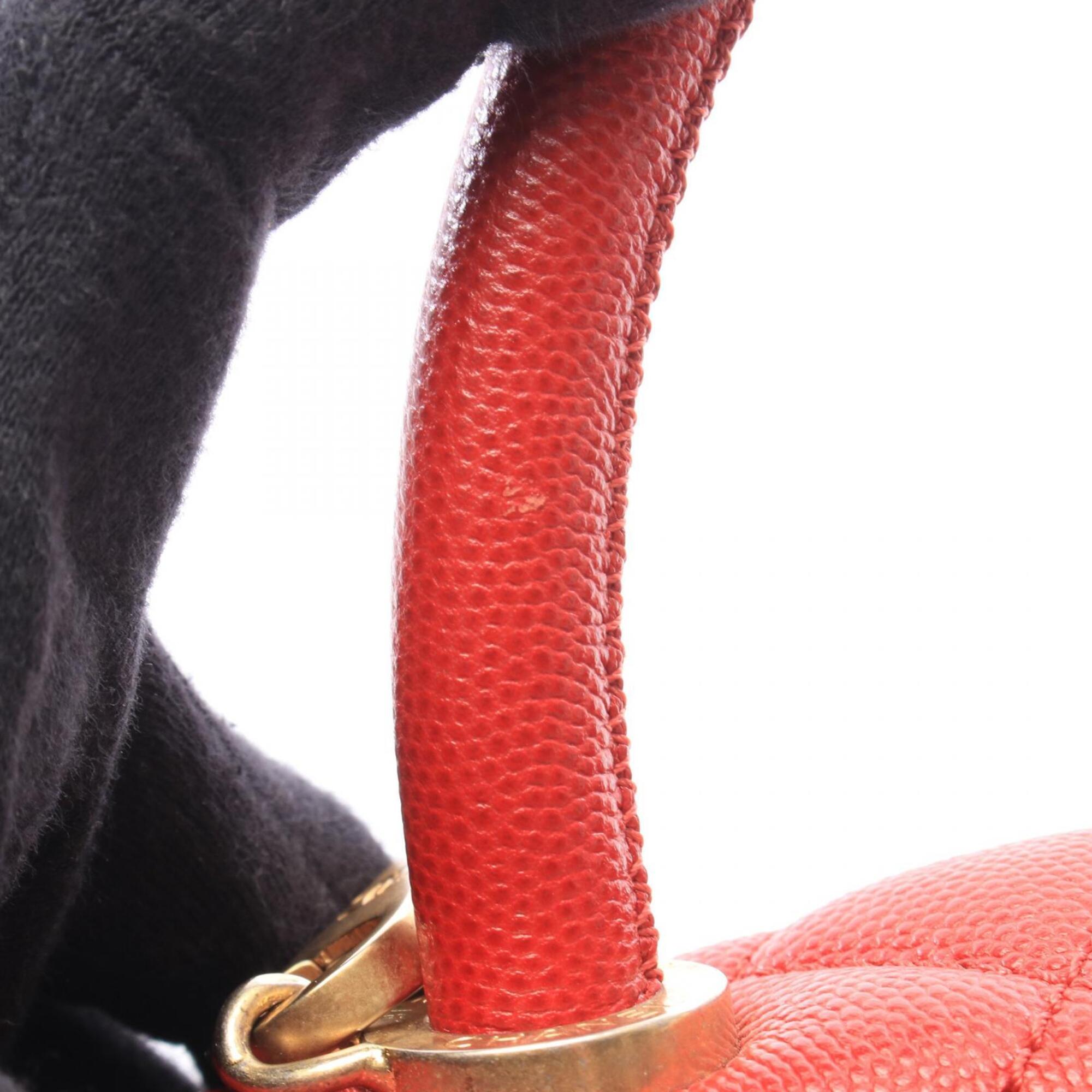 Chanel Matelasse Red Color Grained Calfskin Handbag (Pre-Owned)