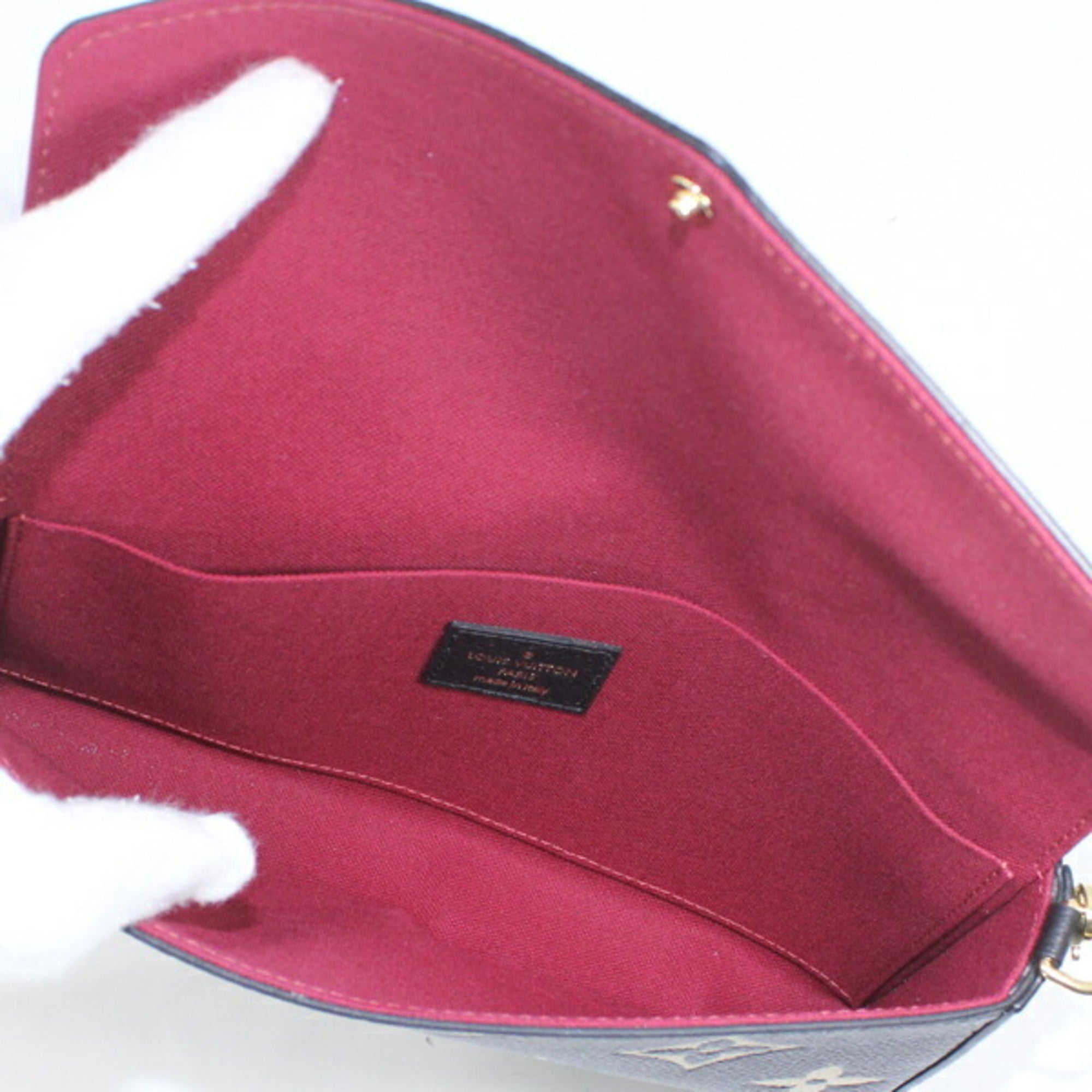 Louis Vuitton Beige Bicolor Black Monogram Empreinte Clutch Bag Pochette Shoulder Bag (Pre-Owned)