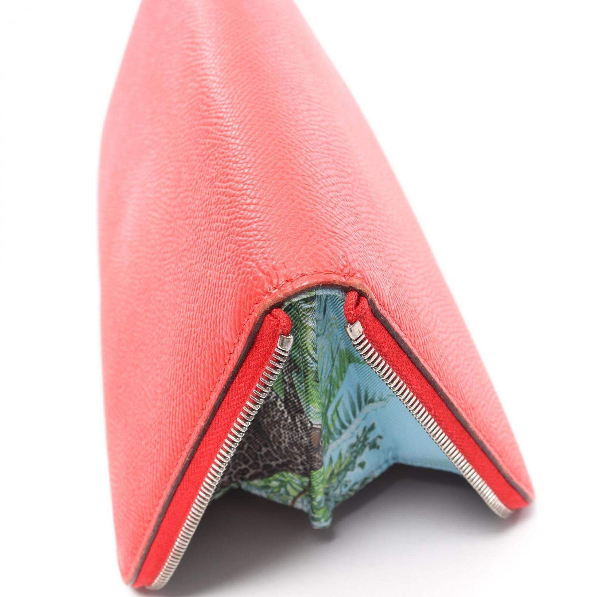 Hermes Red Color Epsom Leather Long Wallet (Bi-Fold) (Pre-Owned)