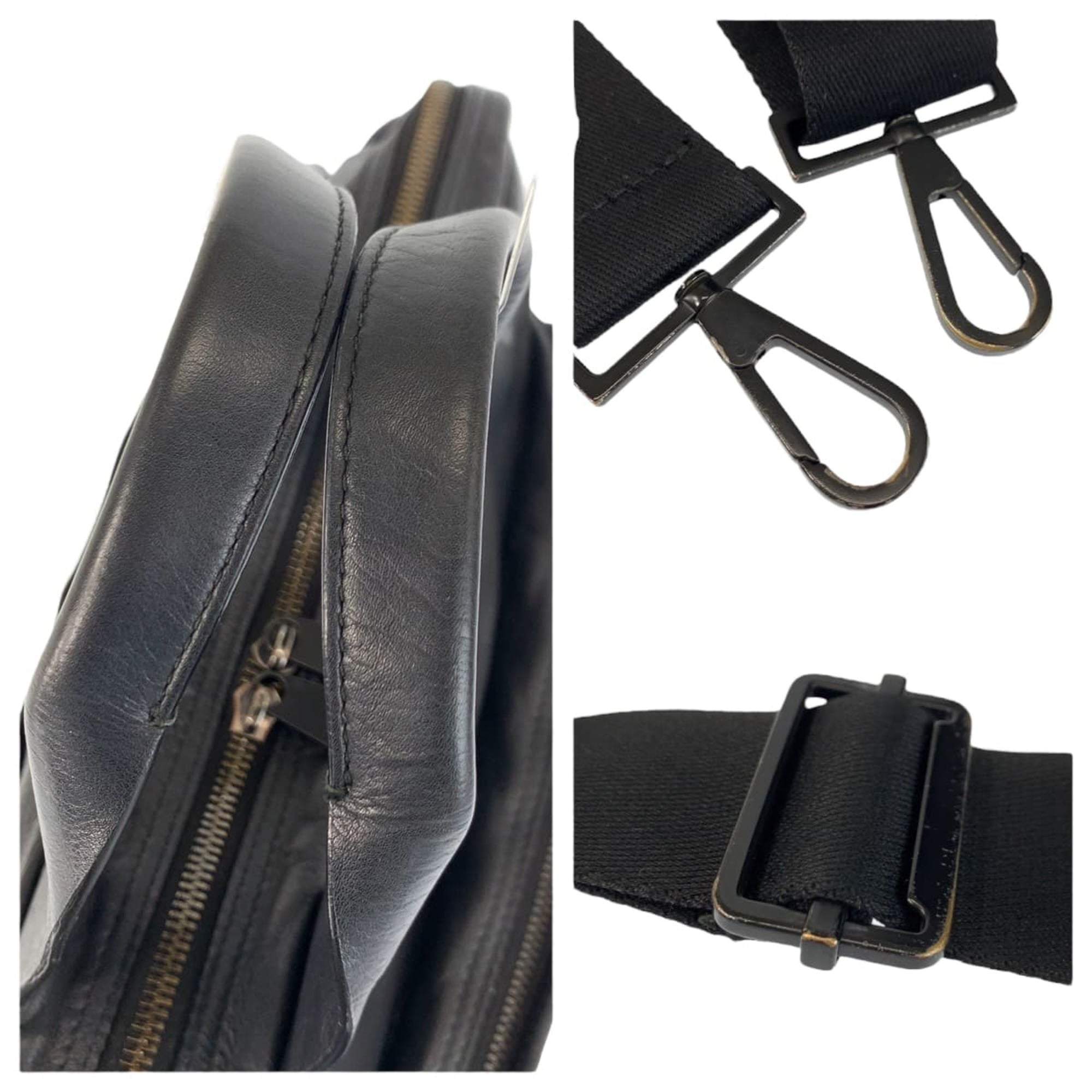 Bottega Veneta Black Leather Briefcase Shoulder Bag (Pre-Owned)