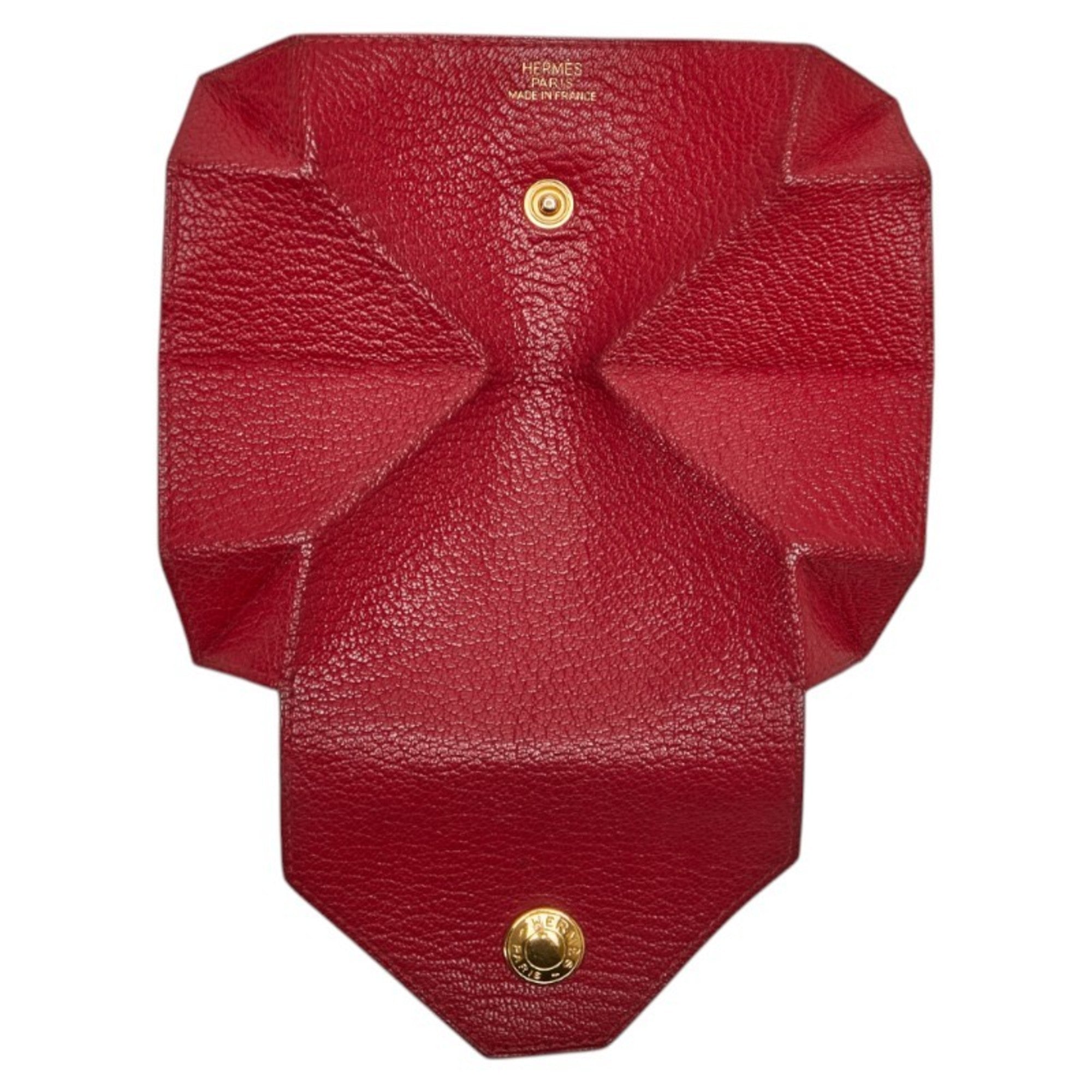 Hermes Red Color Chevre Leather Coin Purse/Coin Case (Pre-Owned)