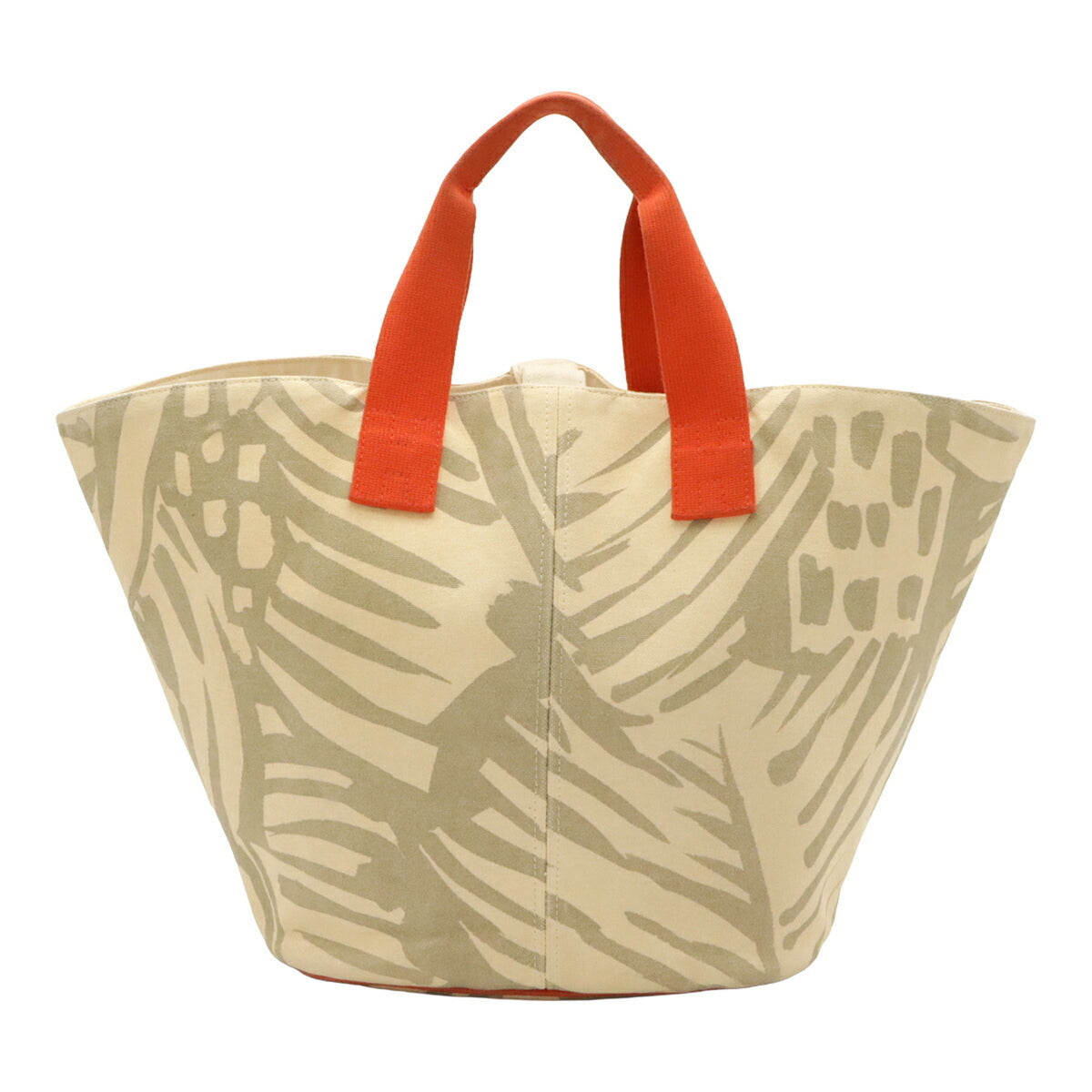 Hermes Gray Ivory Orange Canvas Handbag Tote Bag (Pre-Owned)
