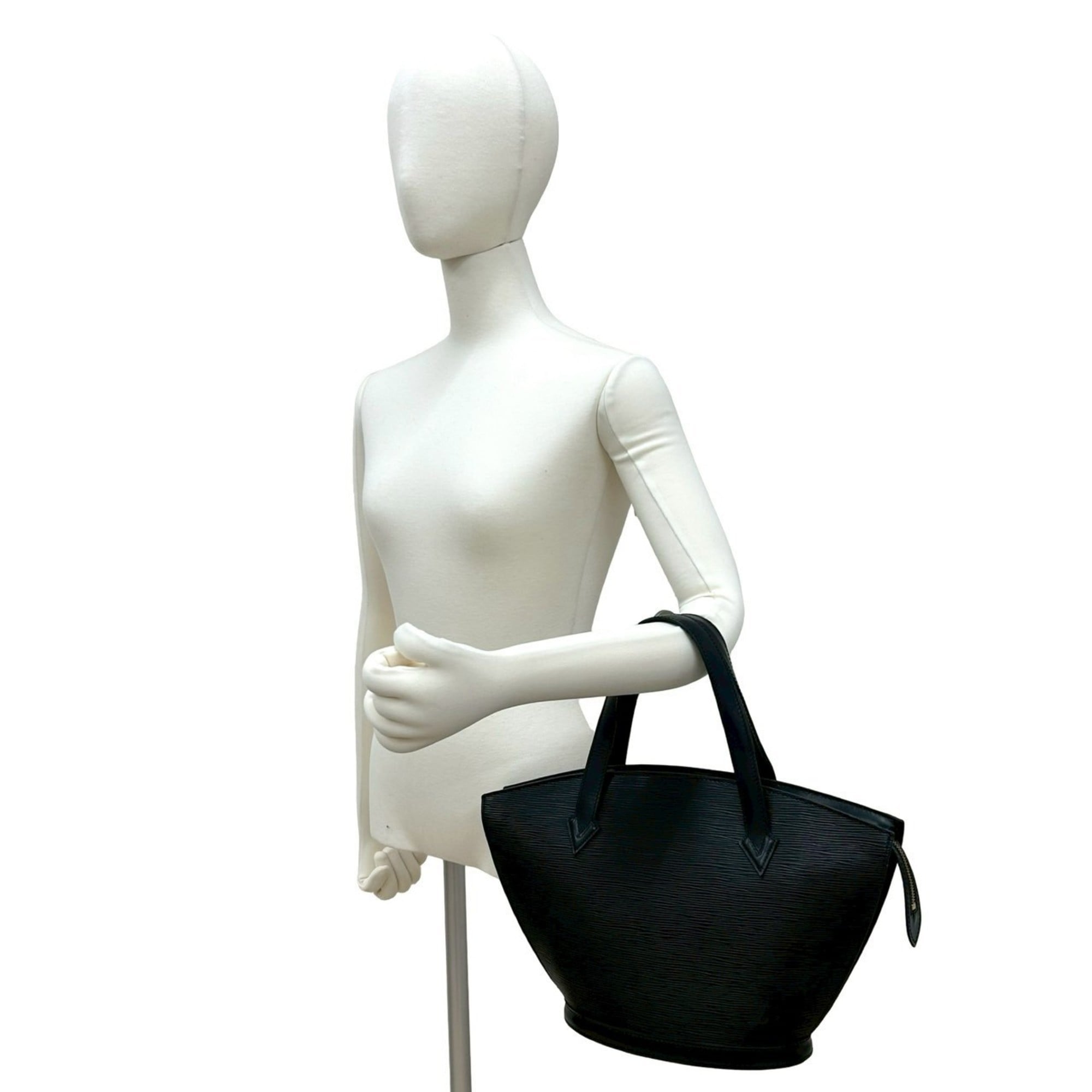 Louis Vuitton Black Leather Handbag Tote Bag (Pre-Owned)