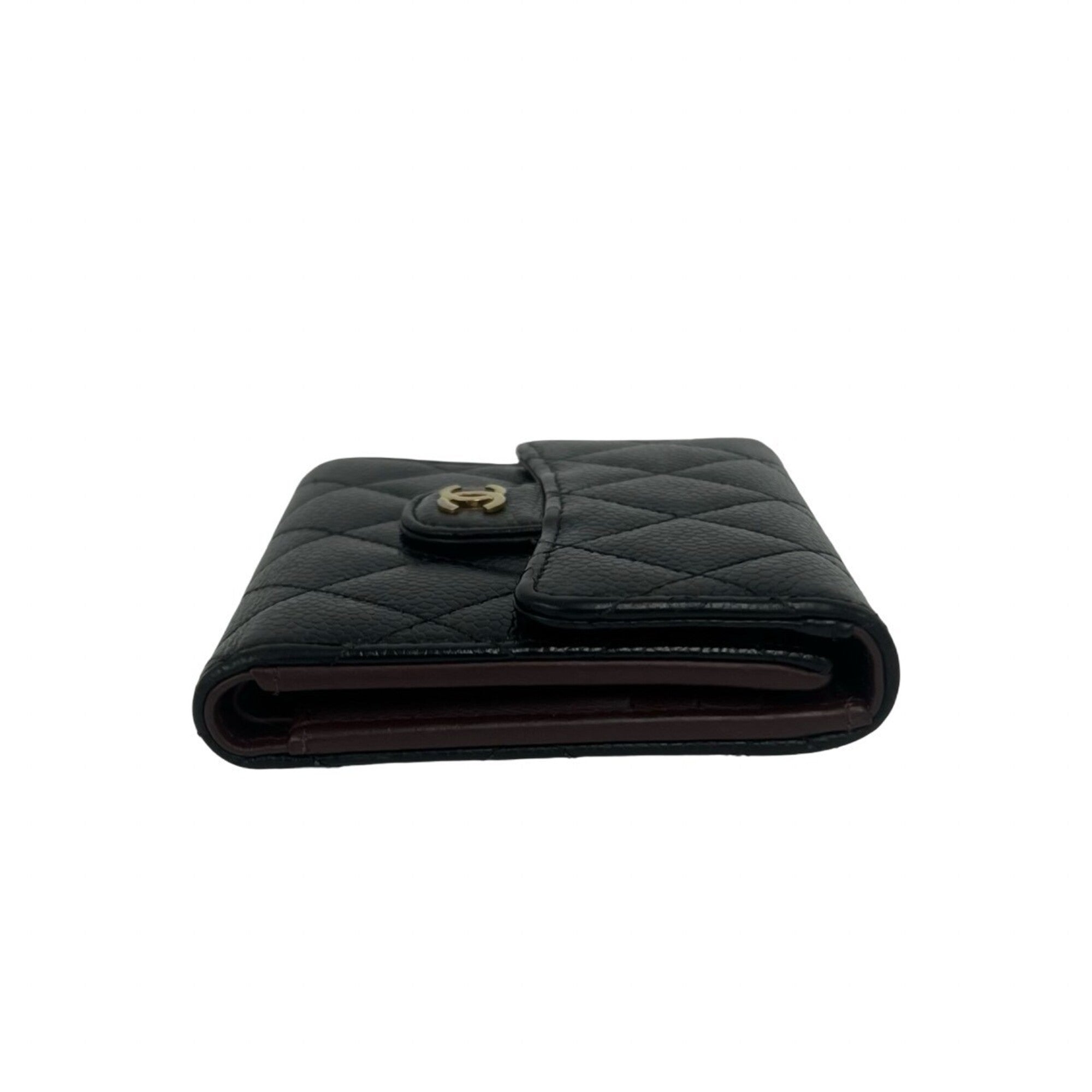Chanel Black Grained Calfskin Wallet (Tri-Fold) (Pre-Owned)
