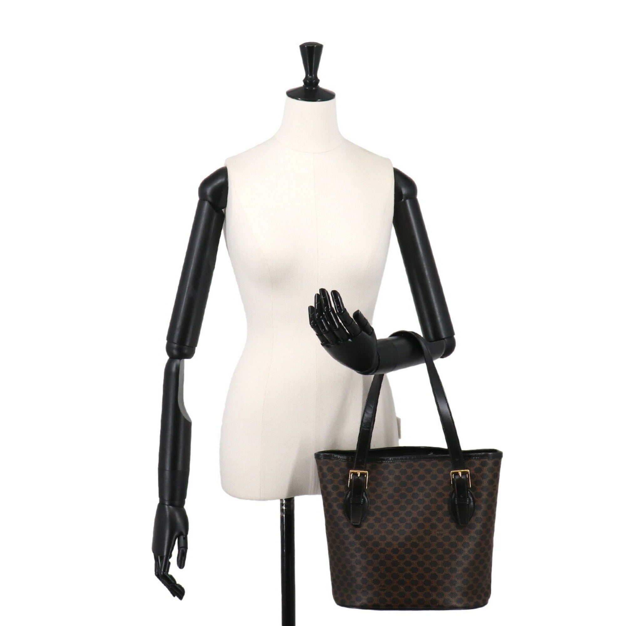 Celine Black Brown Leather Pvc Handbag Tote Bag (Pre-Owned)