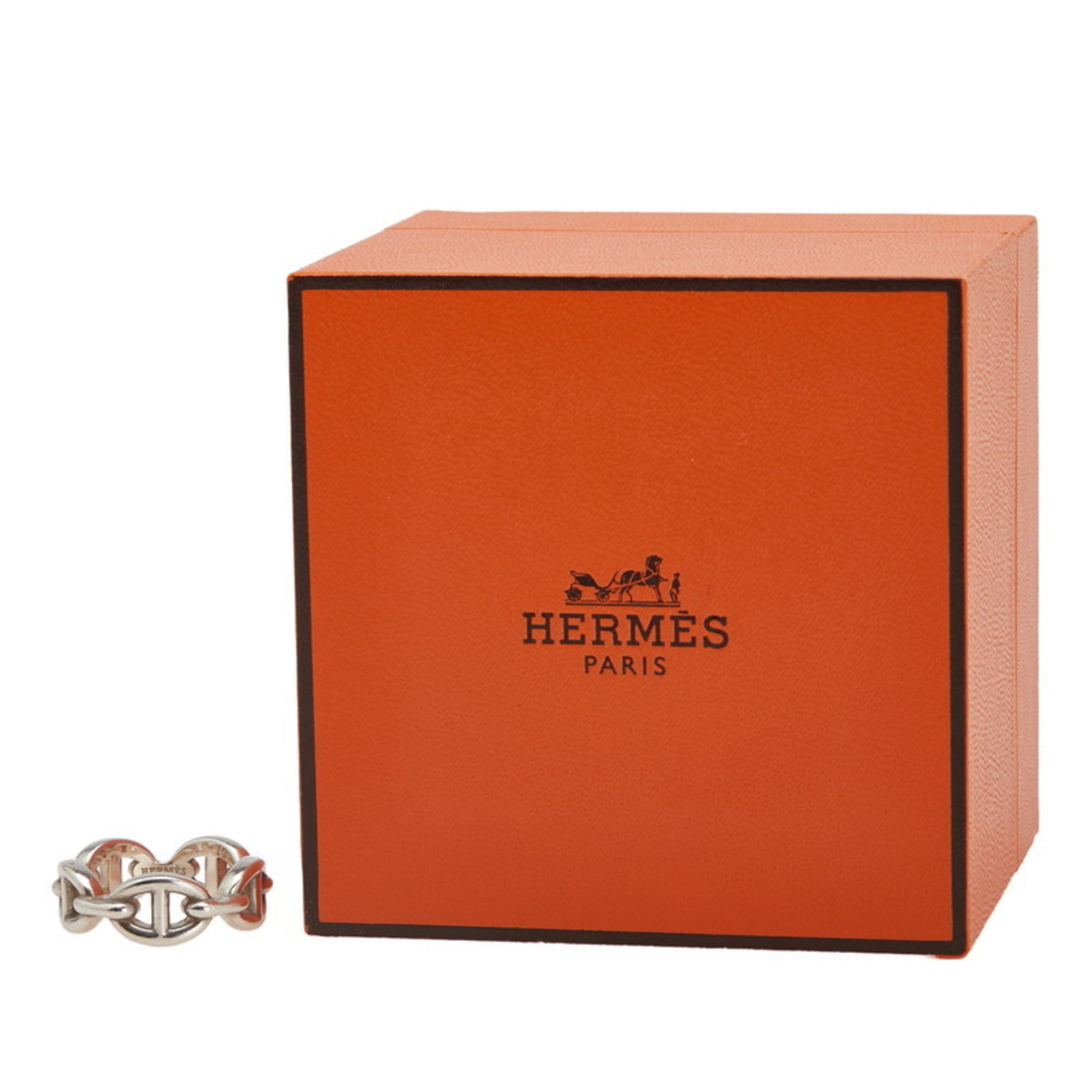 Hermes Silver Silver 925 Band Ring (Pre-Owned)