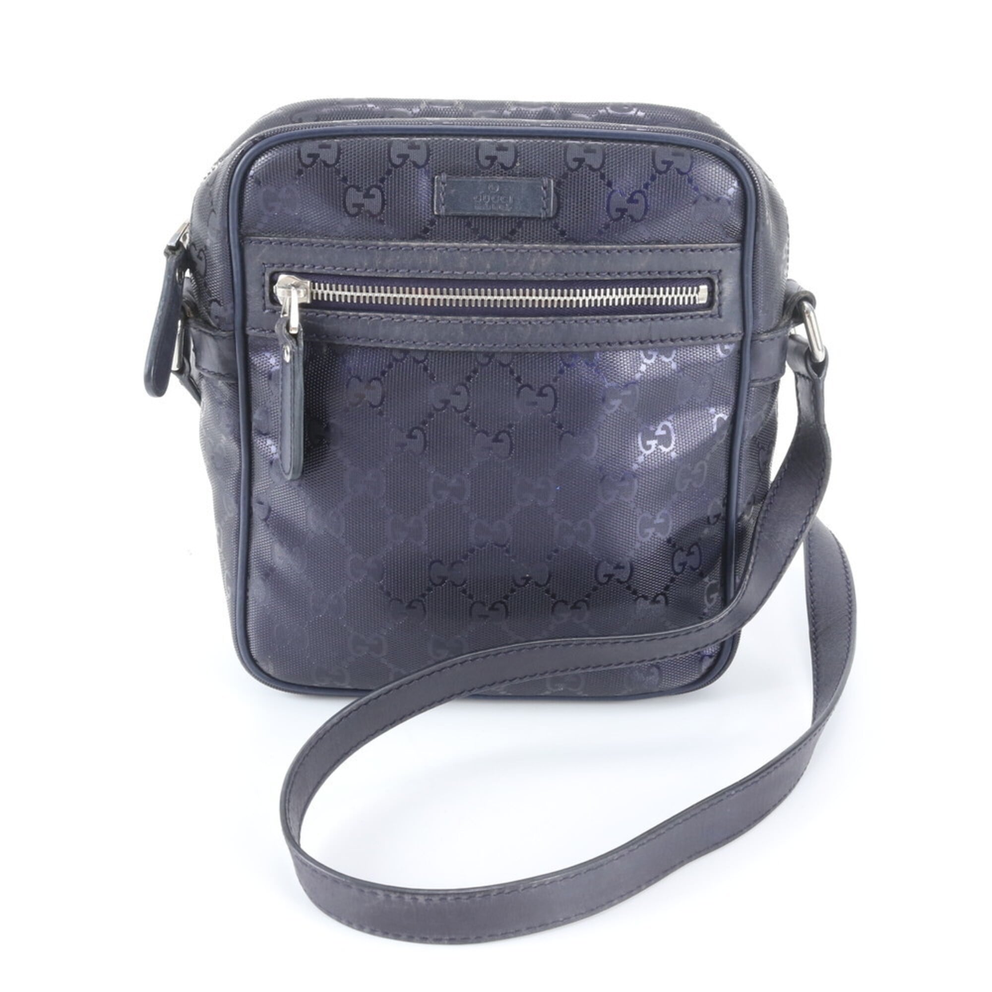 Gucci Gg Imprimé Purple Gg Imprimé Leather Messenger Bag Shoulder Bag (Pre-Owned)
