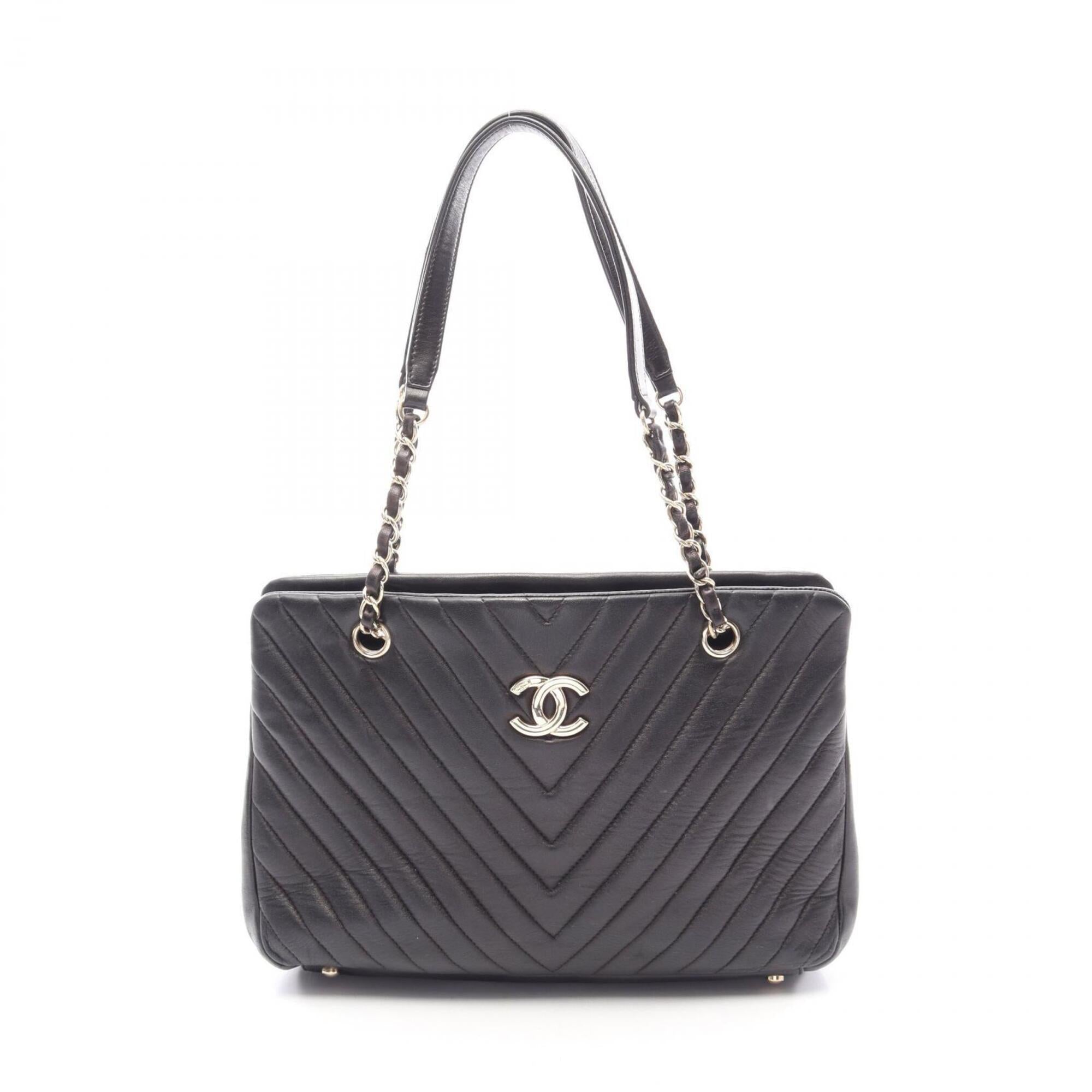 Chanel Black Leather Handbag Tote Bag (Pre-Owned)