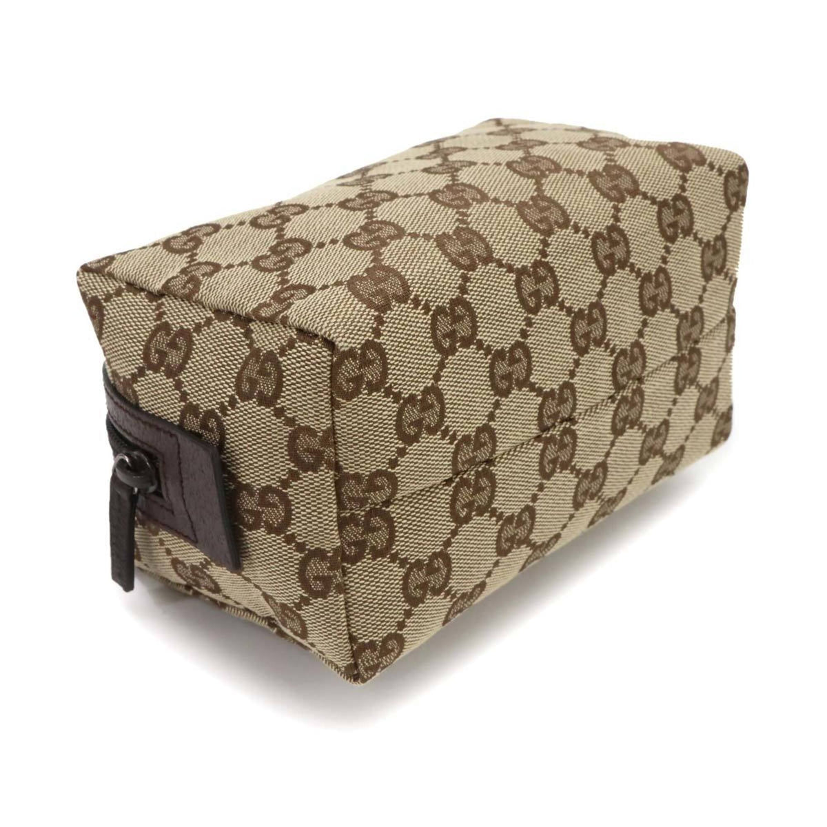 Gucci Beige Brown Gg Canvas Leather Pouch (Pre-Owned)