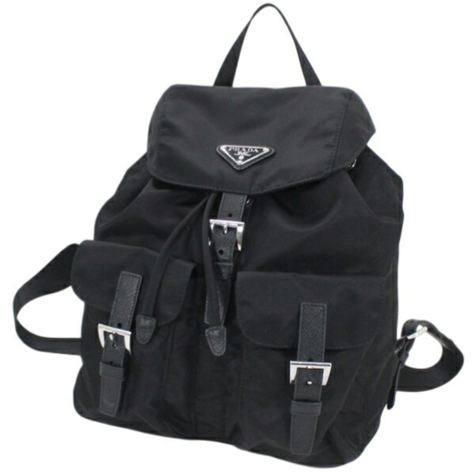 Prada Black Nero Nylon Leather Backpack (Pre-Owned)