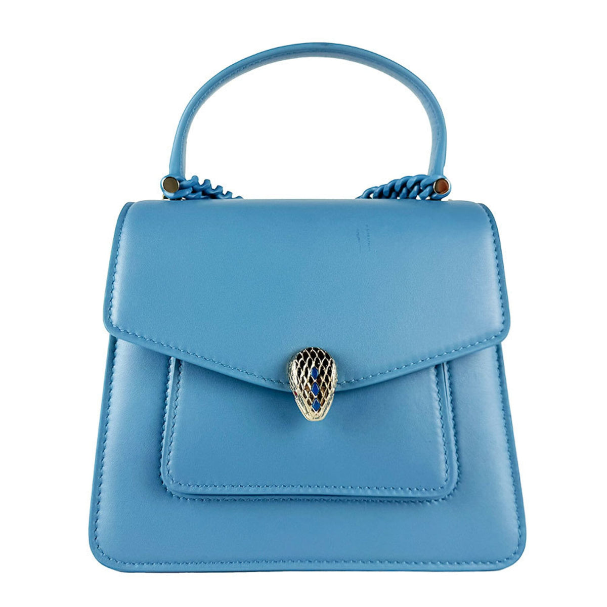 Bvlgari Blue Leather Handbag Shoulder Bag (Pre-Owned)