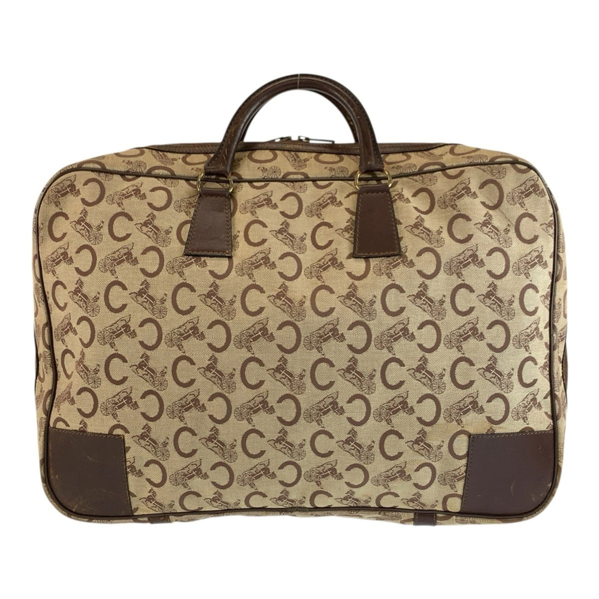 Celine Brown Canvas Boston Bag Handbag (Pre-Owned)