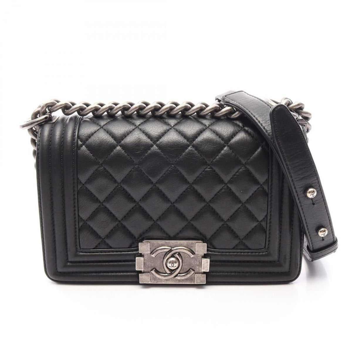 Chanel Black Leather Handbag Shoulder Bag (Pre-Owned)