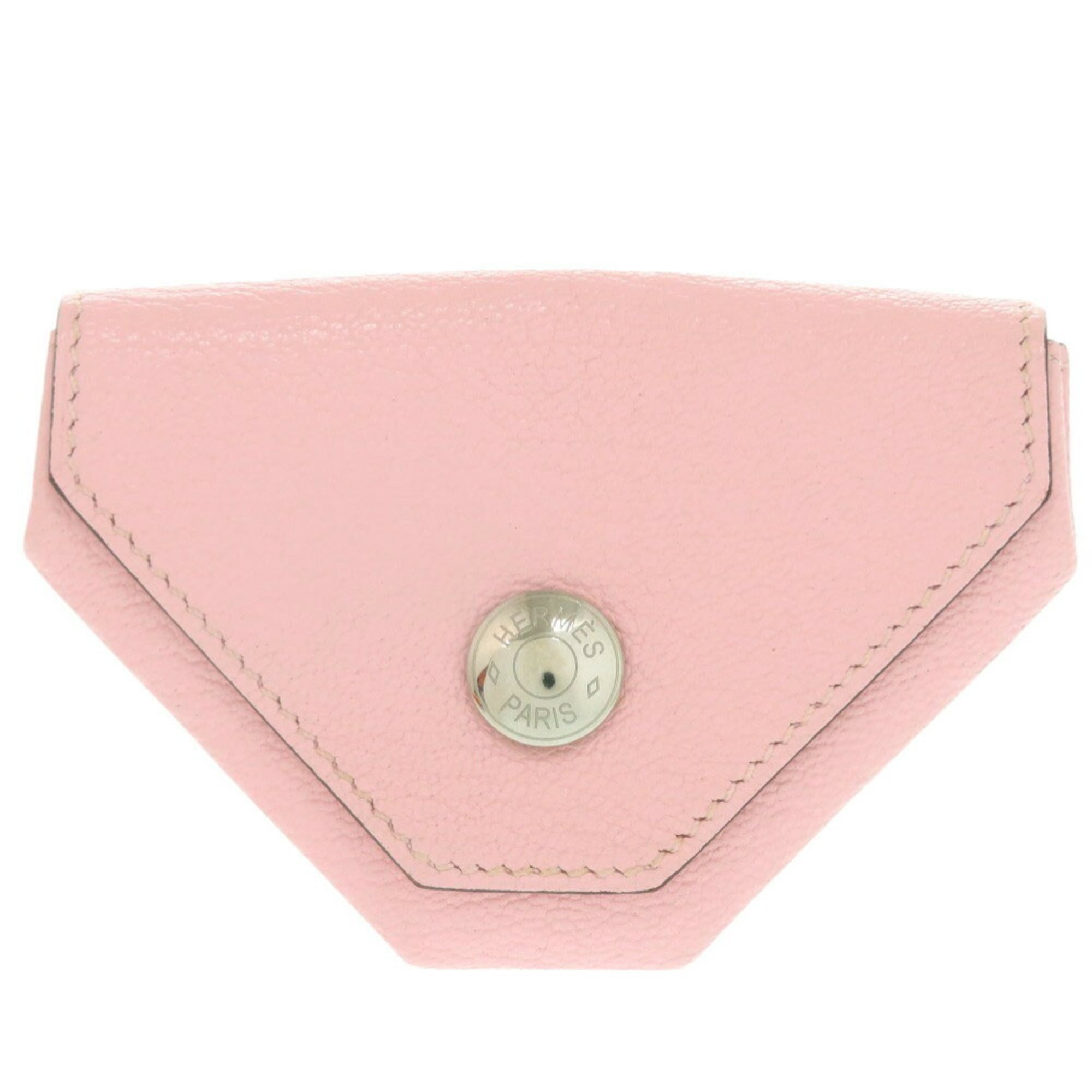 Hermes Rose Sakura Chevre Leather Coin Purse/Coin Case (Pre-Owned)
