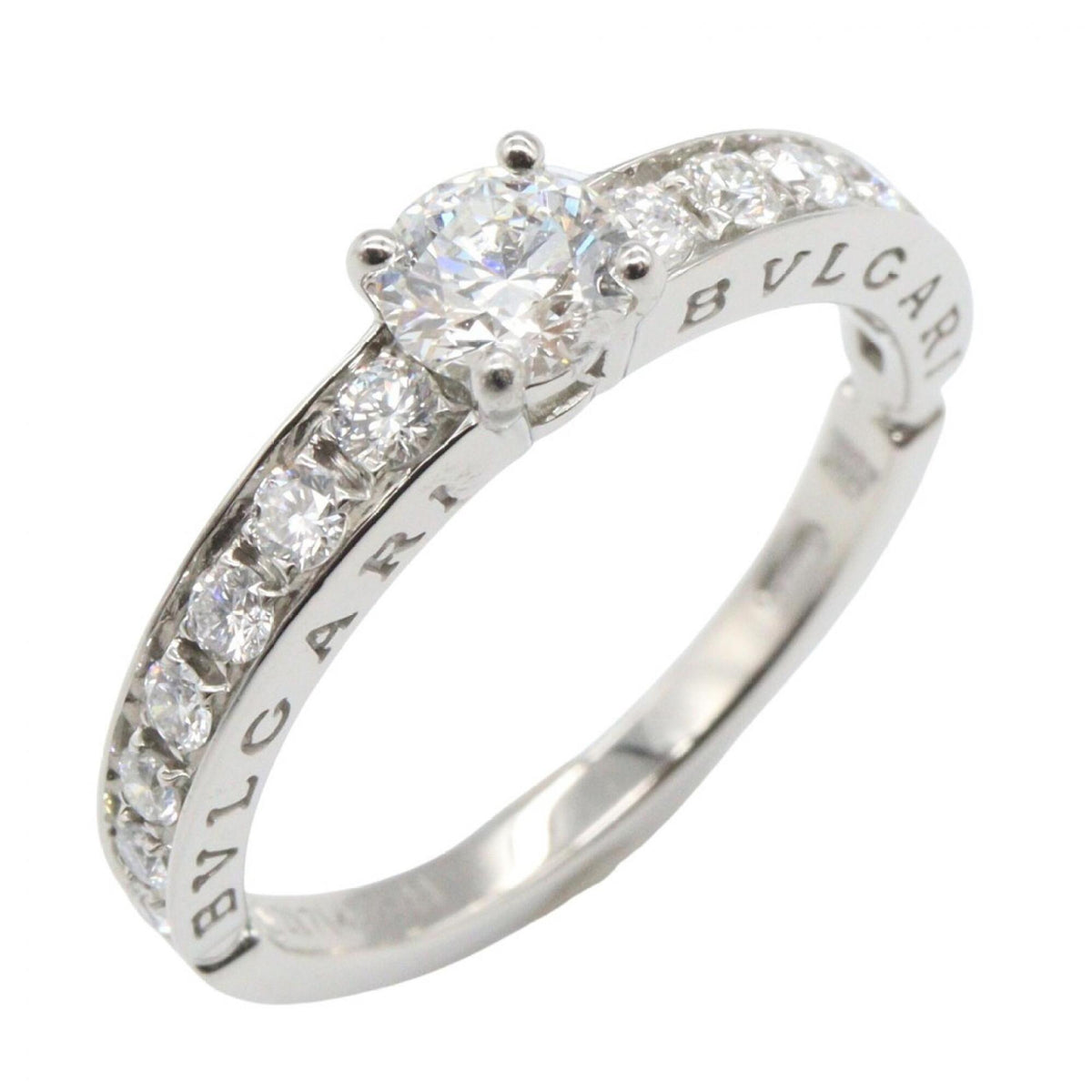 Bvlgari Silver Clear Platinum 950 Band Ring (Pre-Owned)