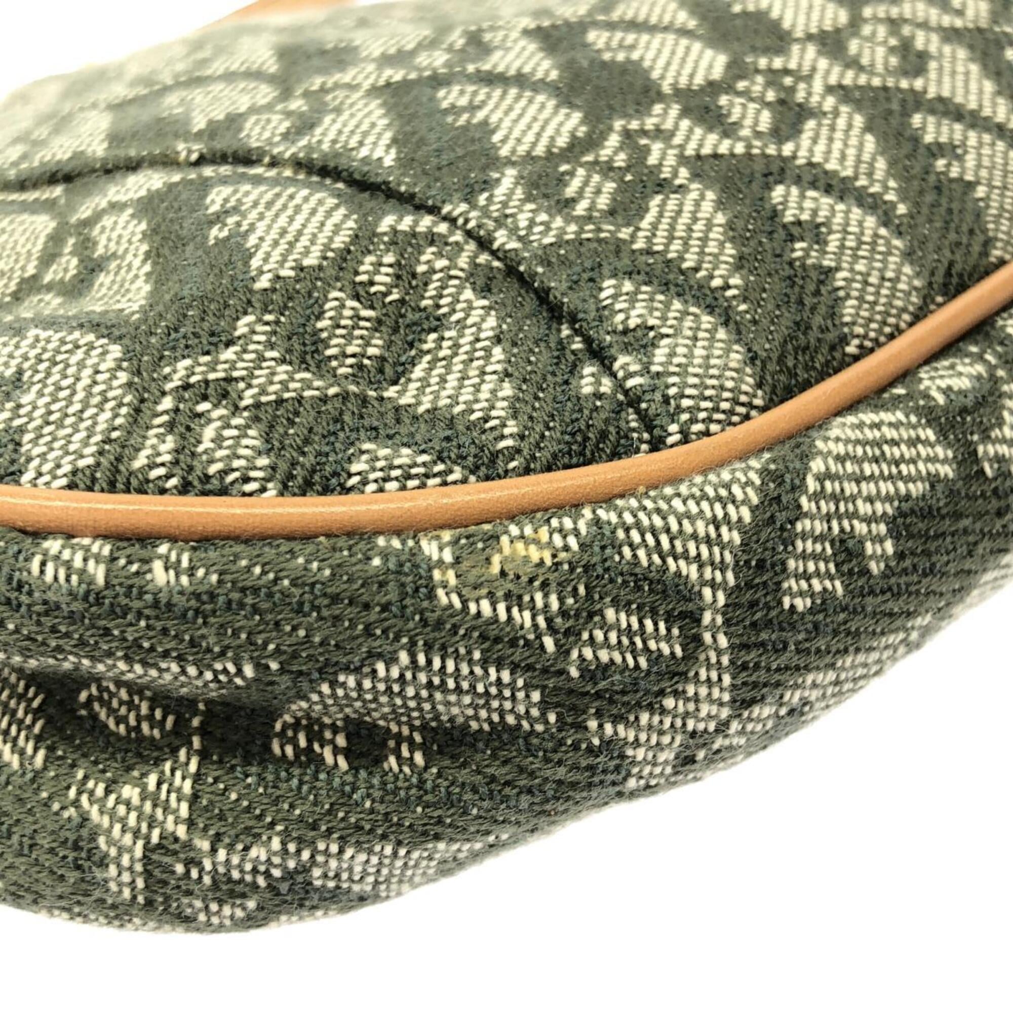 Christian Dior Green Green Canvas Shoulder Bag (Pre-Owned)