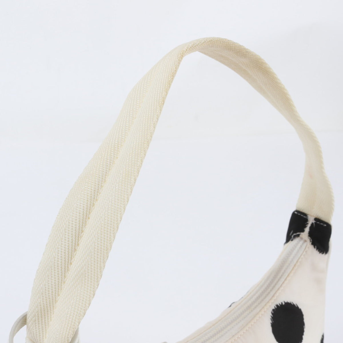 Prada Black White Leather Nylon Handbag Shoulder Bag (Pre-Owned)