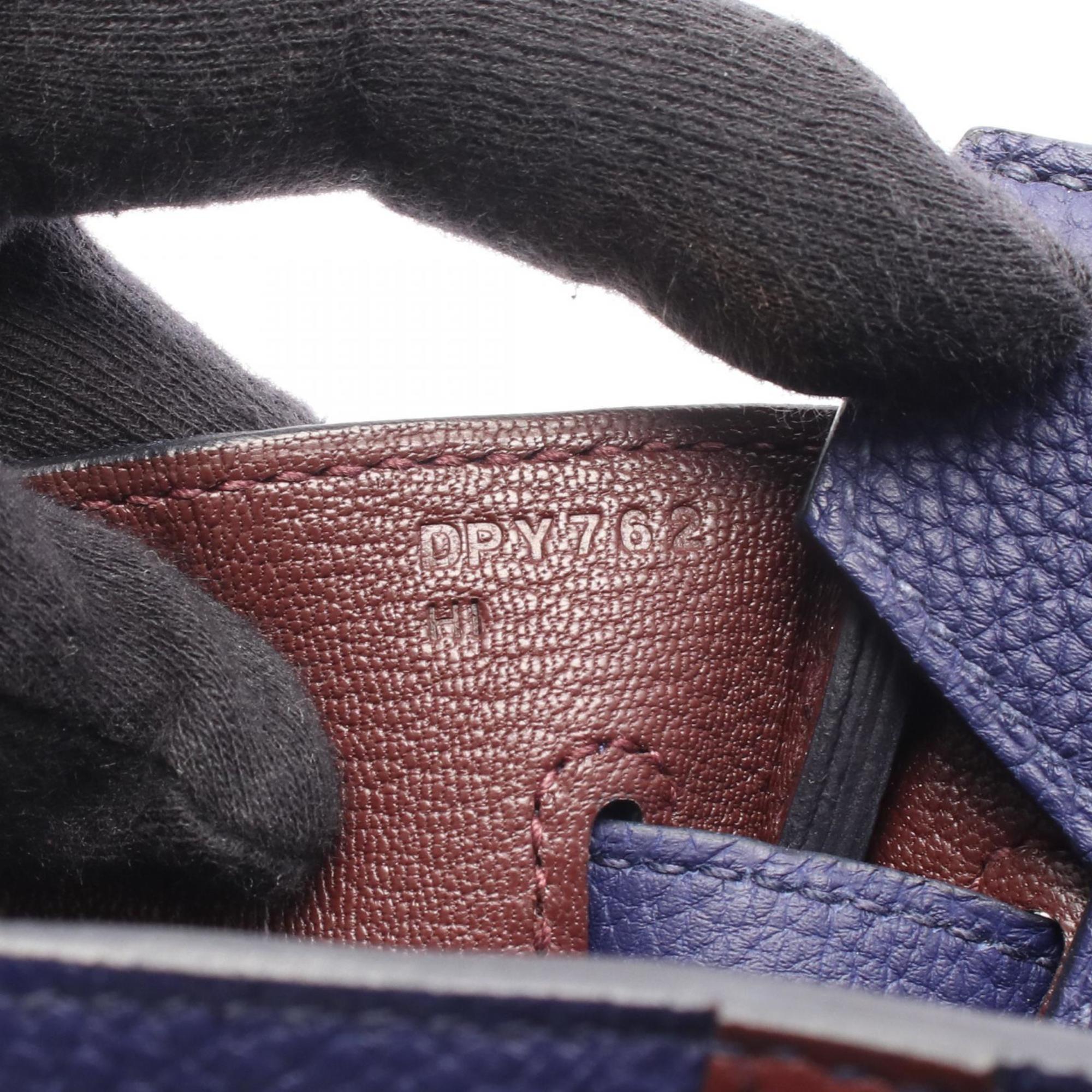 Hermes Blue Bordeaux Leather Handbag (Pre-Owned)