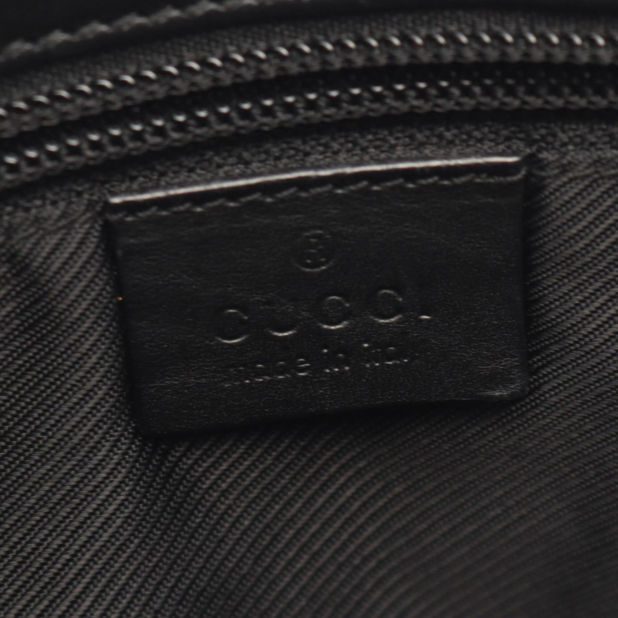 Gucci Black Canvas Leather Handbag Shoulder Bag (Pre-Owned)