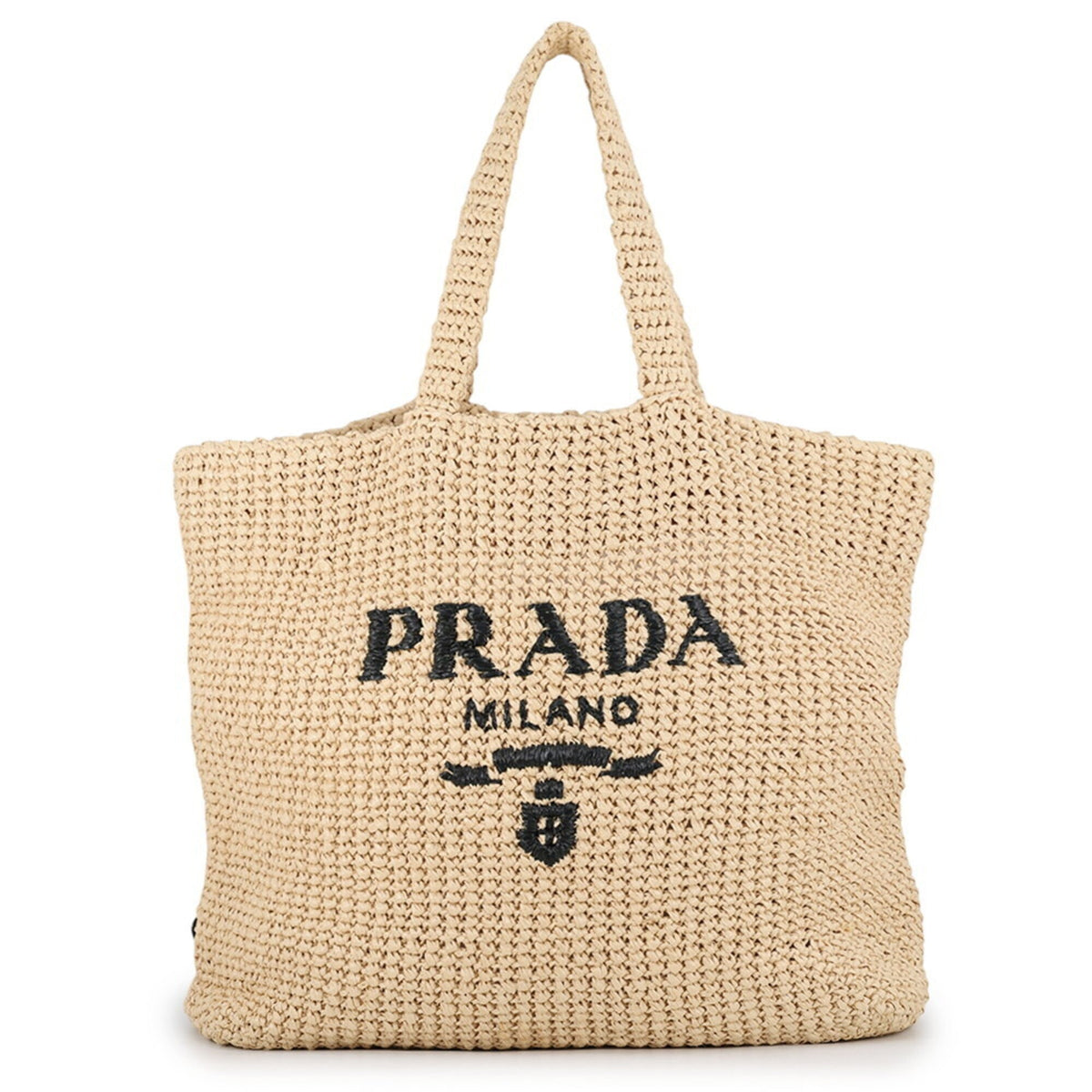 Prada Silver Raffia Handbag Tote Bag (Pre-Owned)