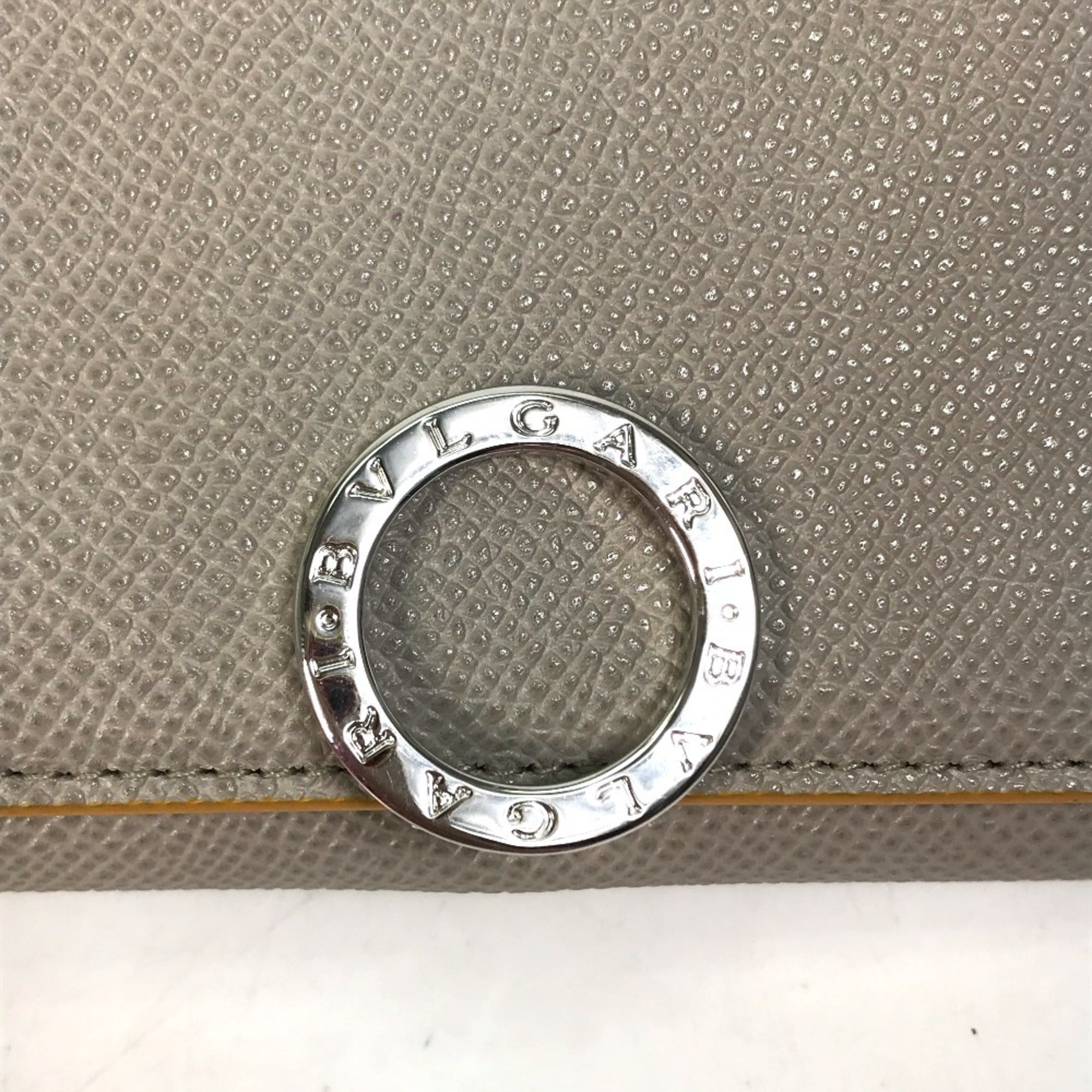 Bvlgari Gray Yellow Leather Long Wallet (Bi-Fold) (Pre-Owned)
