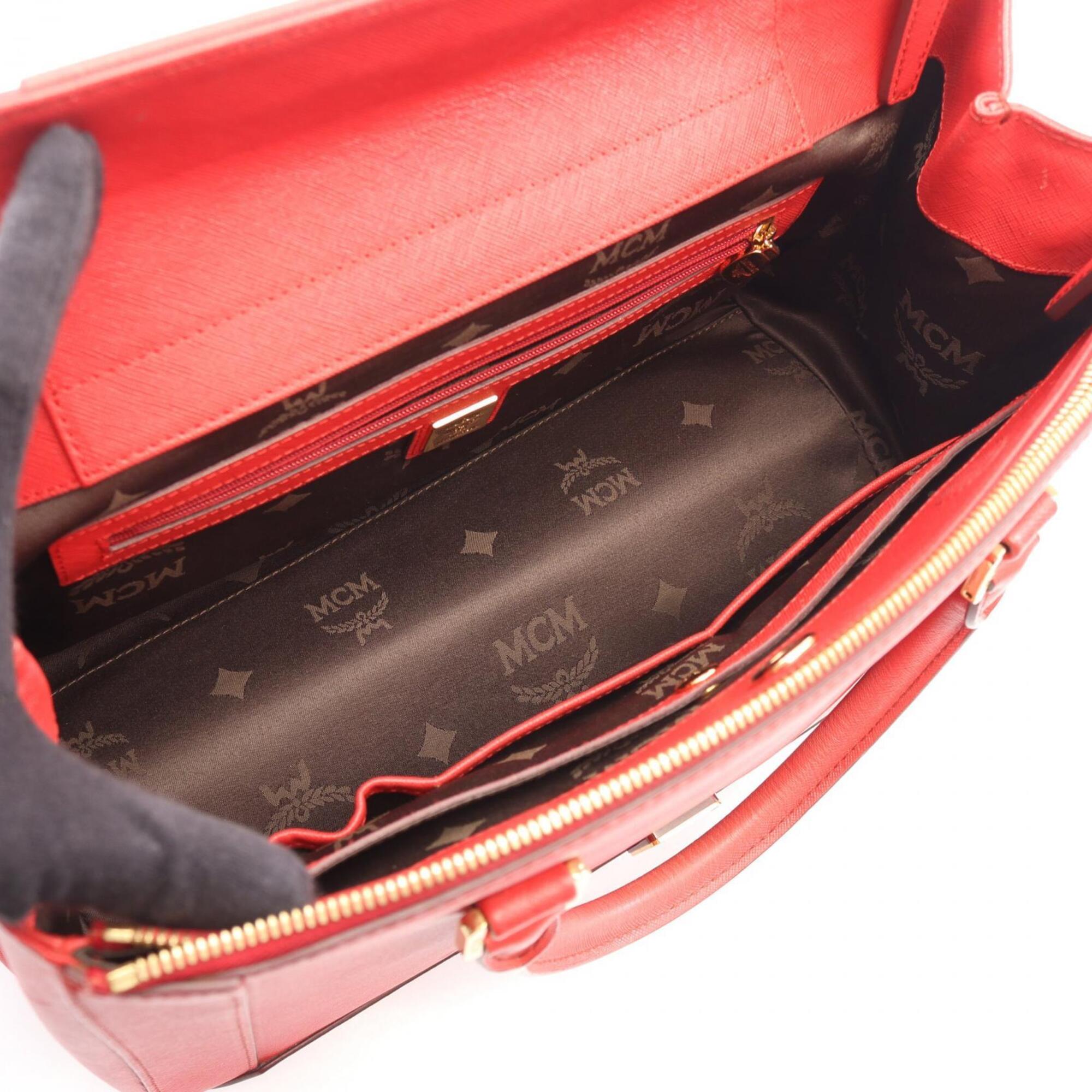 Mcm Red Color Leather Handbag (Pre-Owned)