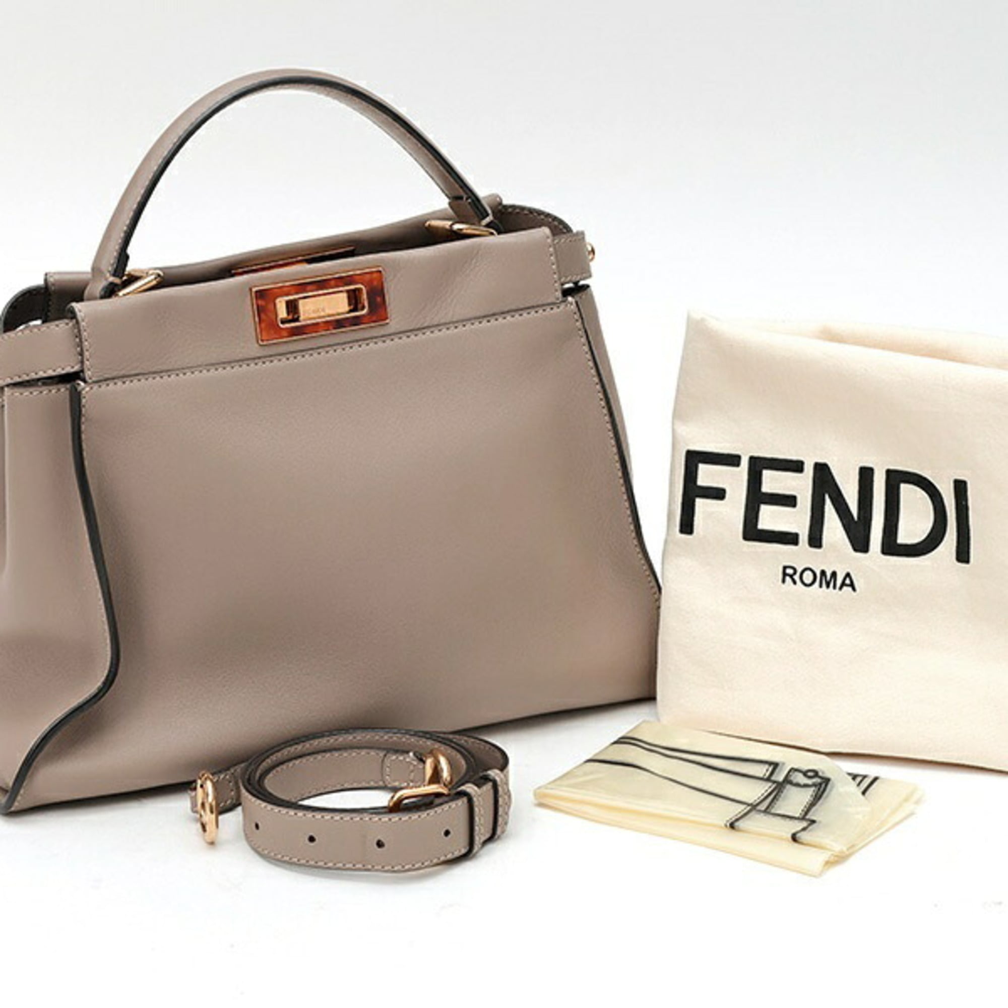 Fendi Grayish Leather Shoulder Bag (Pre-Owned)