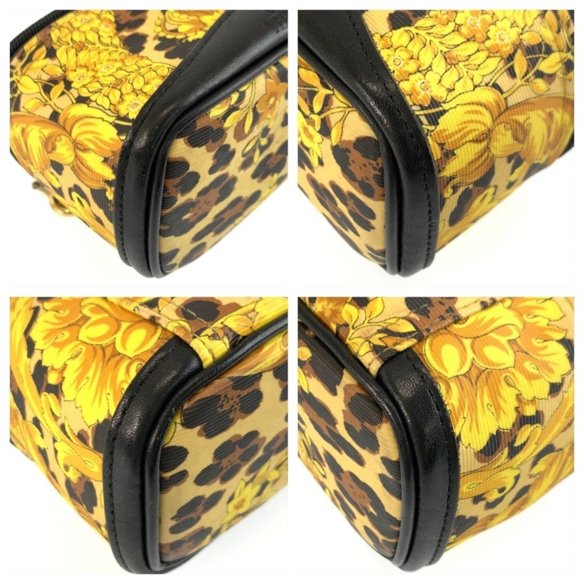 Versace Black Yellow Pvc Handbag Pouch Vanity Bag (Pre-Owned)