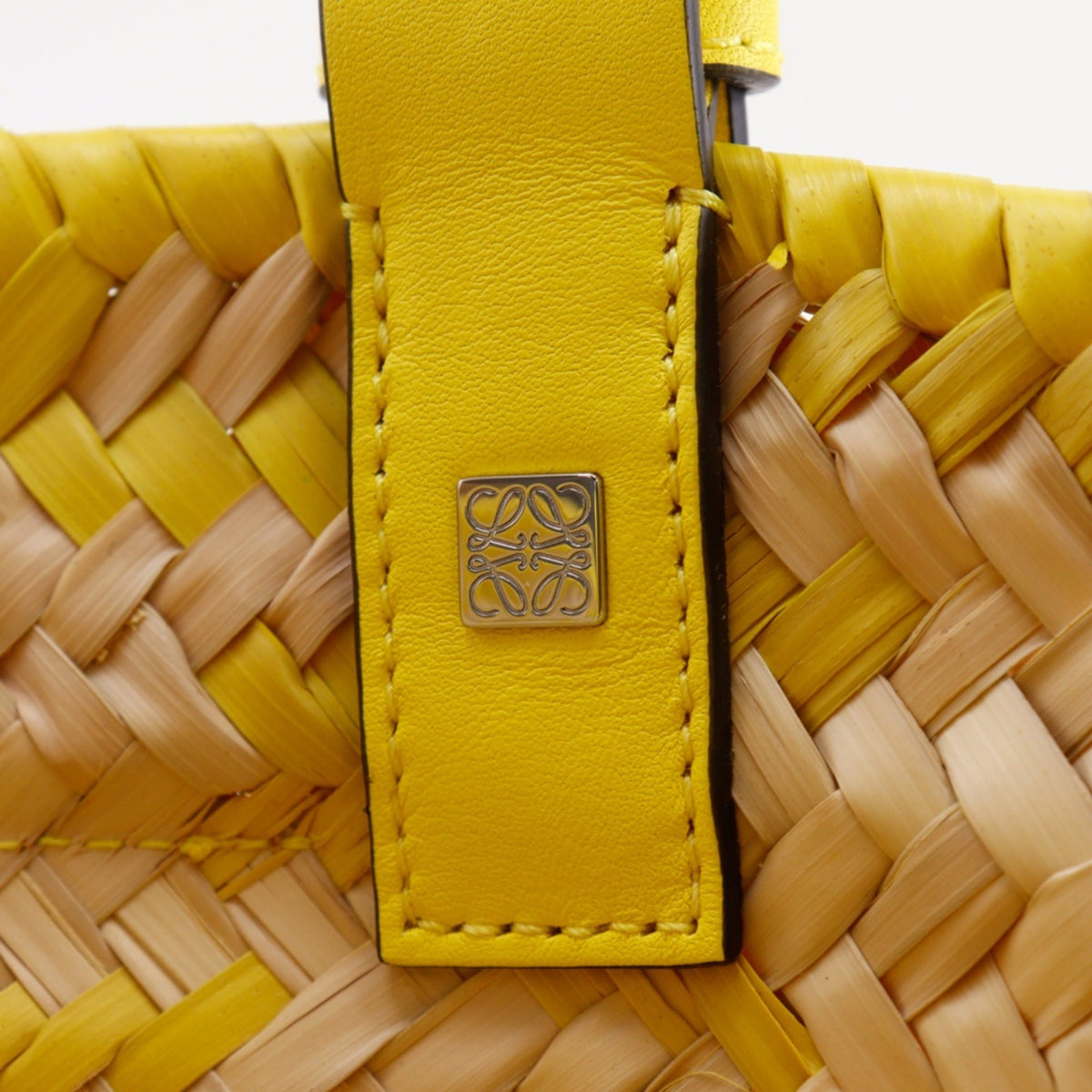 Loewe Yellow Raffia Leather Basket Tote Bag (Pre-Owned)