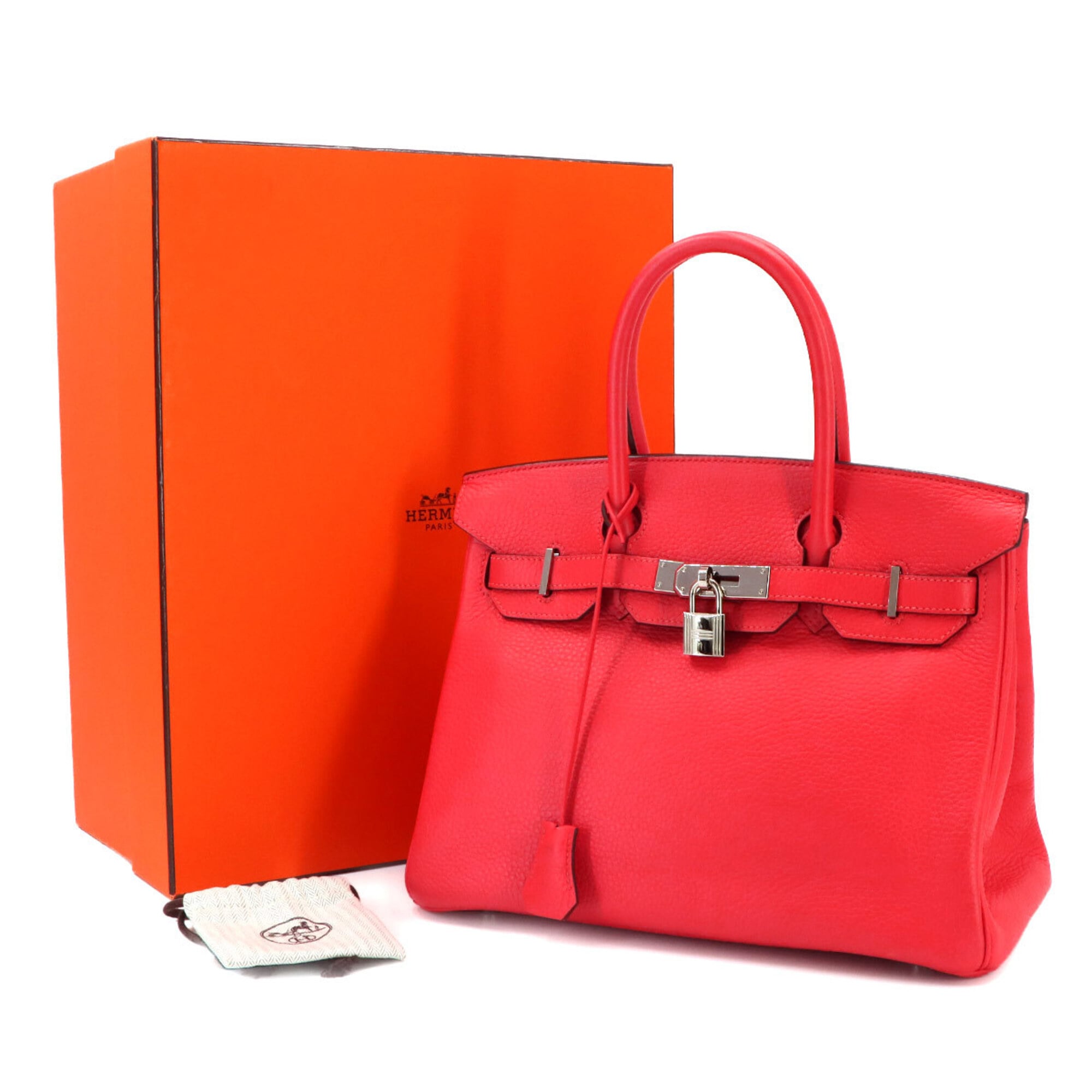 Hermes Birkin Silver Taurillon Clemence Leather Handbag (Pre-Owned)
