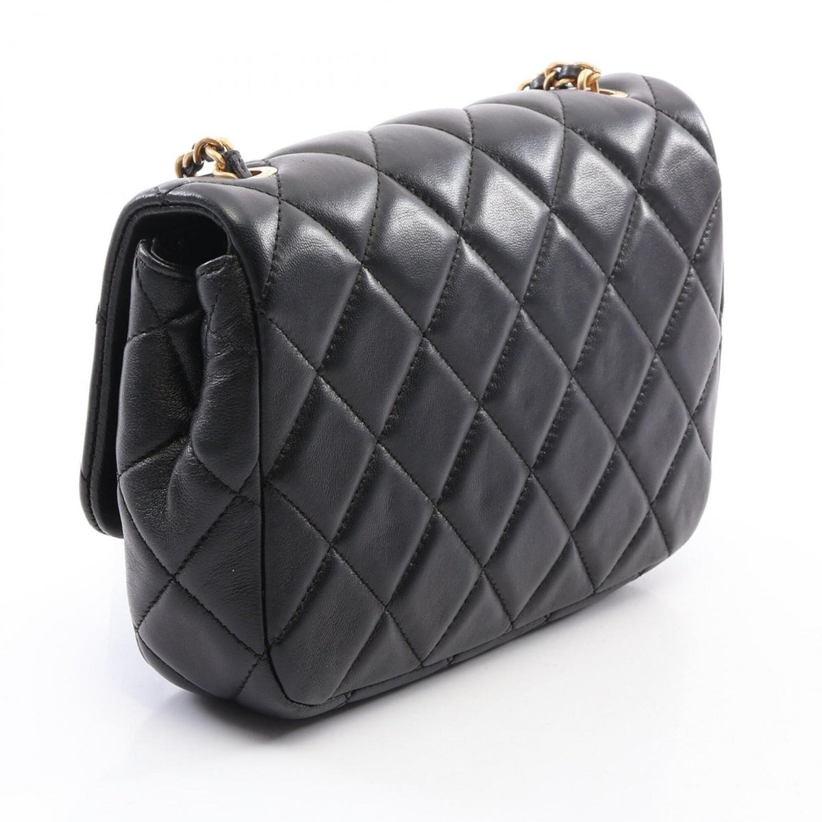 Chanel Black Leather Handbag Shoulder Bag (Pre-Owned)