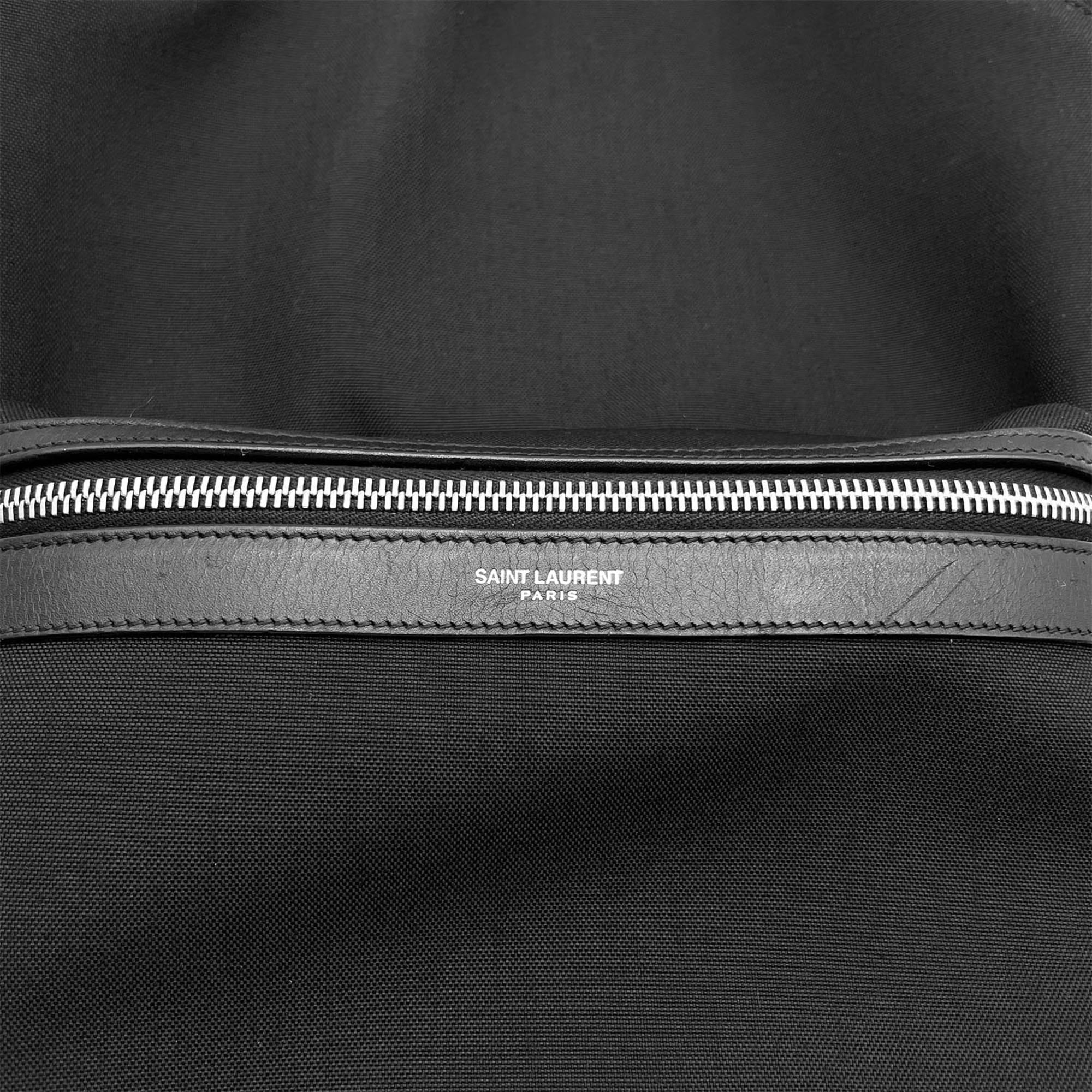 Yves Saint Laurent Black Canvas Leather Backpack (Pre-Owned)