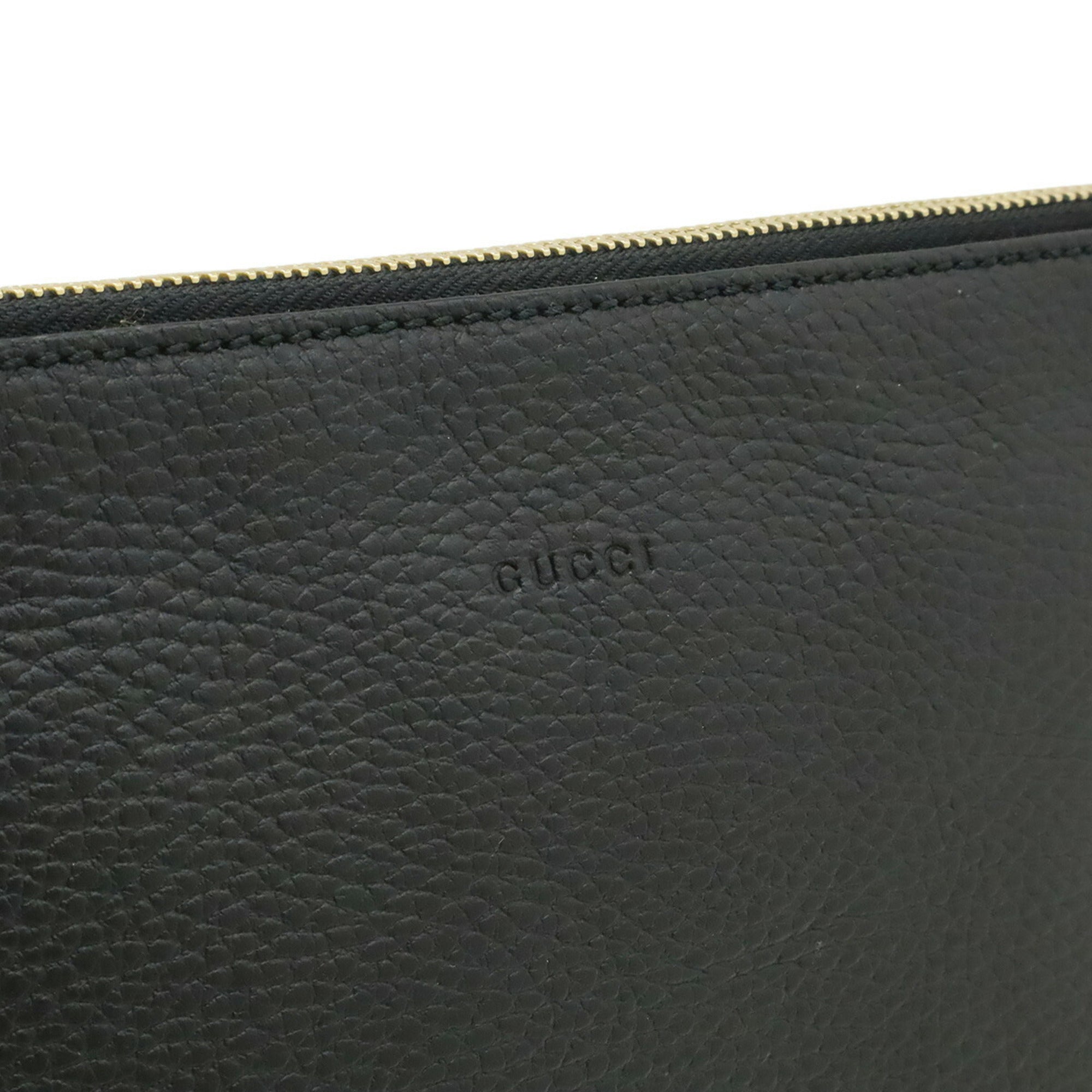 Gucci Black Bamboo Leather Clutch Bag Handbag (Pre-Owned)