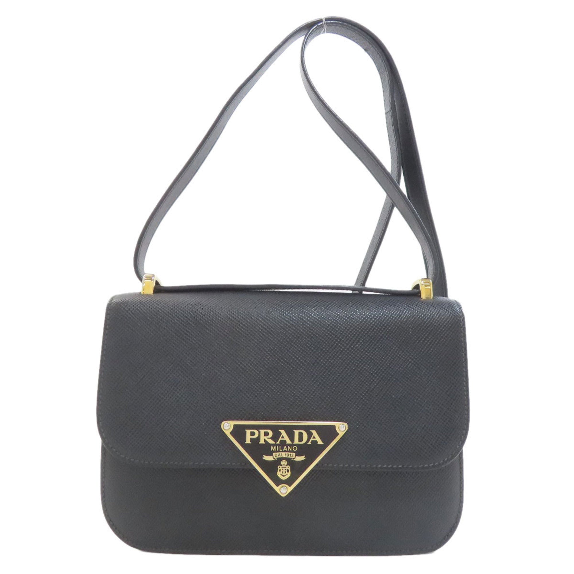 Prada Saffiano Black Saffiano Shoulder Bag (Pre-Owned)