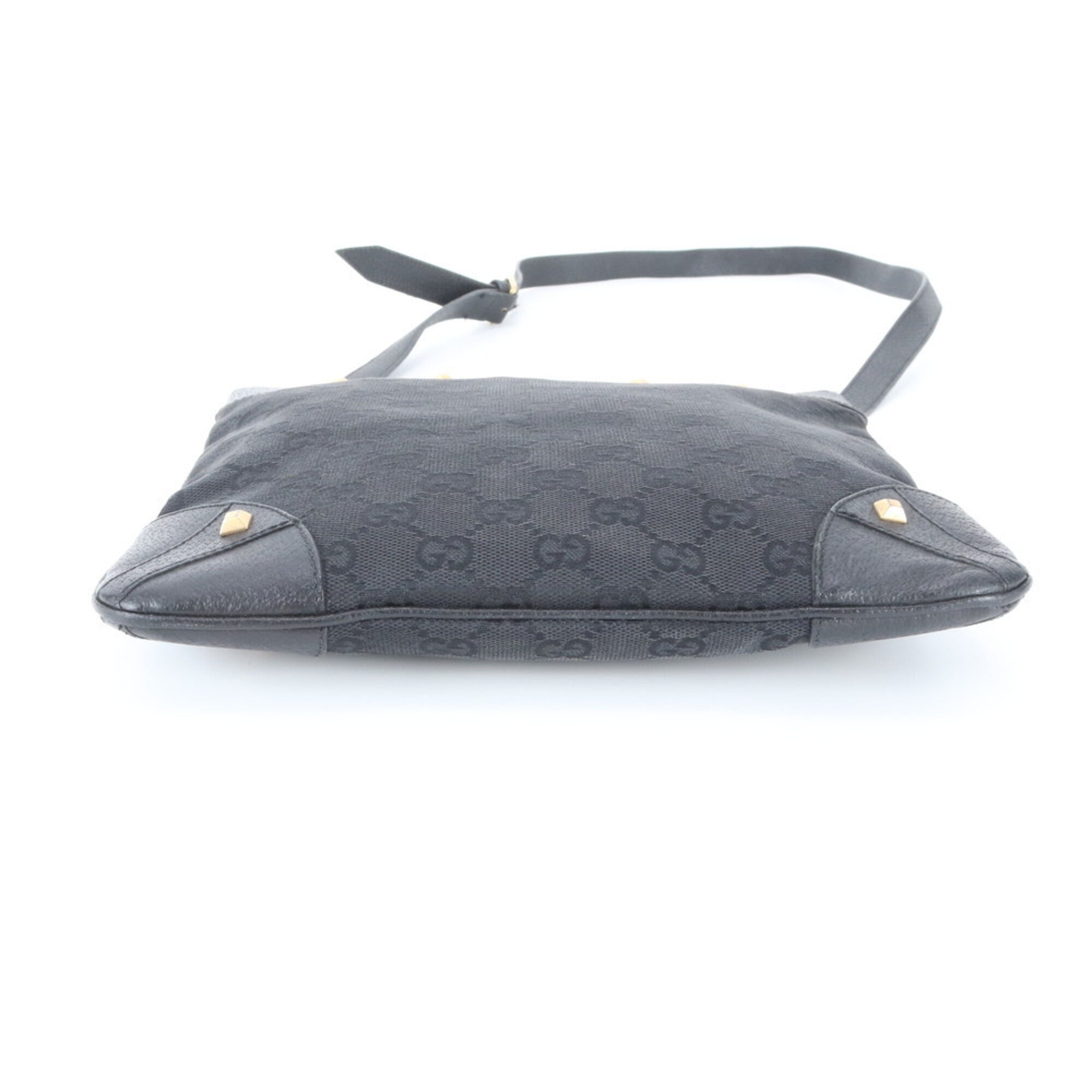 Gucci Black Leather Canvas Shoulder Bag (Pre-Owned)