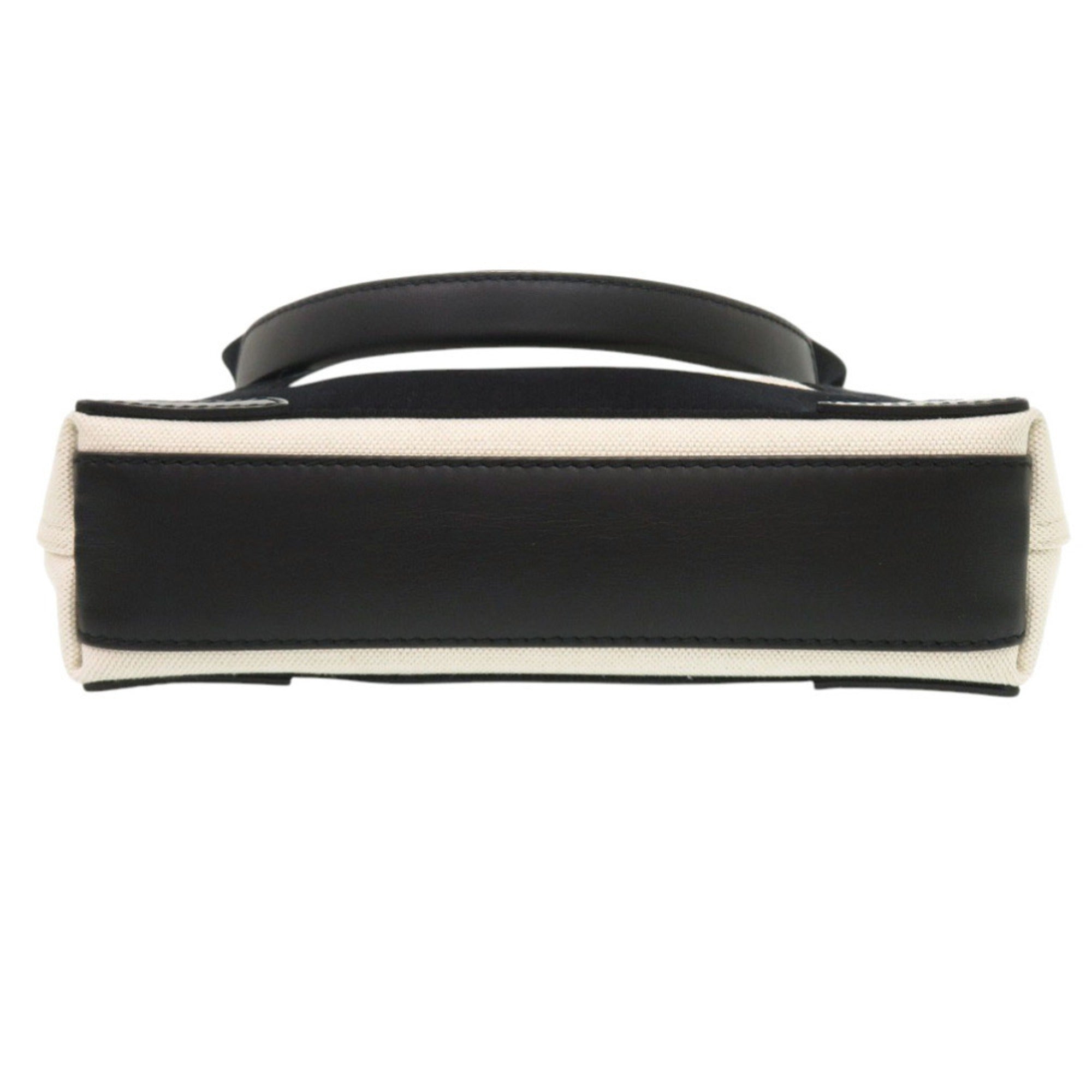 Balenciaga Black Light Beige Canvas Leather Handbag (Pre-Owned)