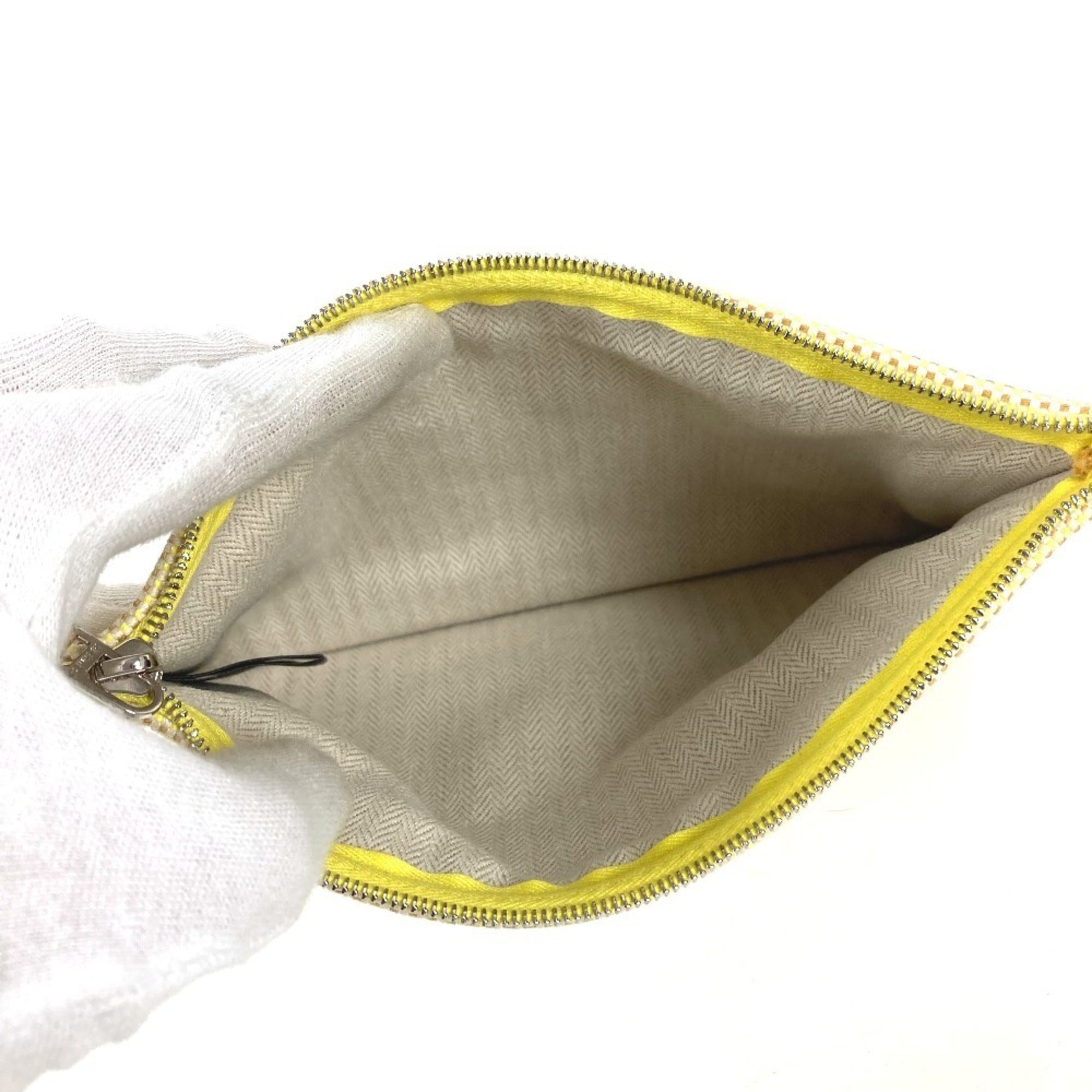 Hermes Yellow Embroidery Clutch Bag Handbag Pouch (Pre-Owned)
