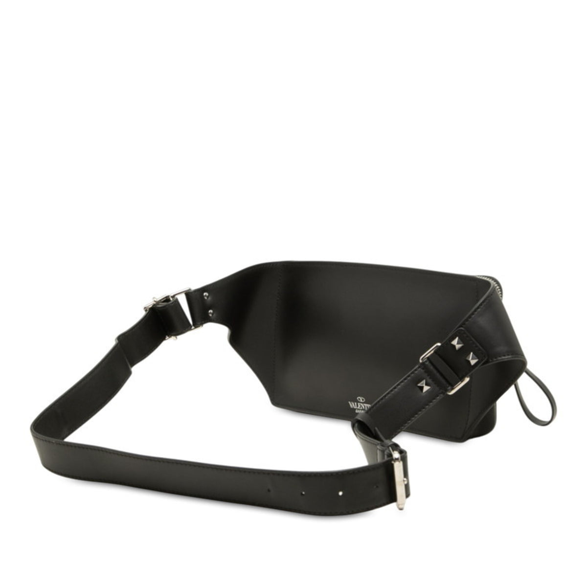 Valentino Black Leather Fanny Pack Sling Bag (Pre-Owned)