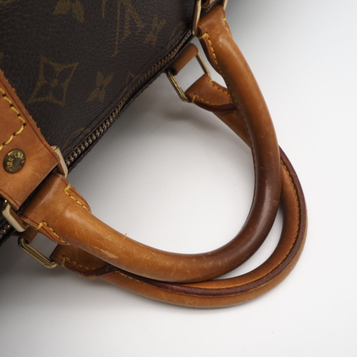 Louis Vuitton Monogram Beige Brown Coated Canvas Leather Boston Bag (Pre-Owned)