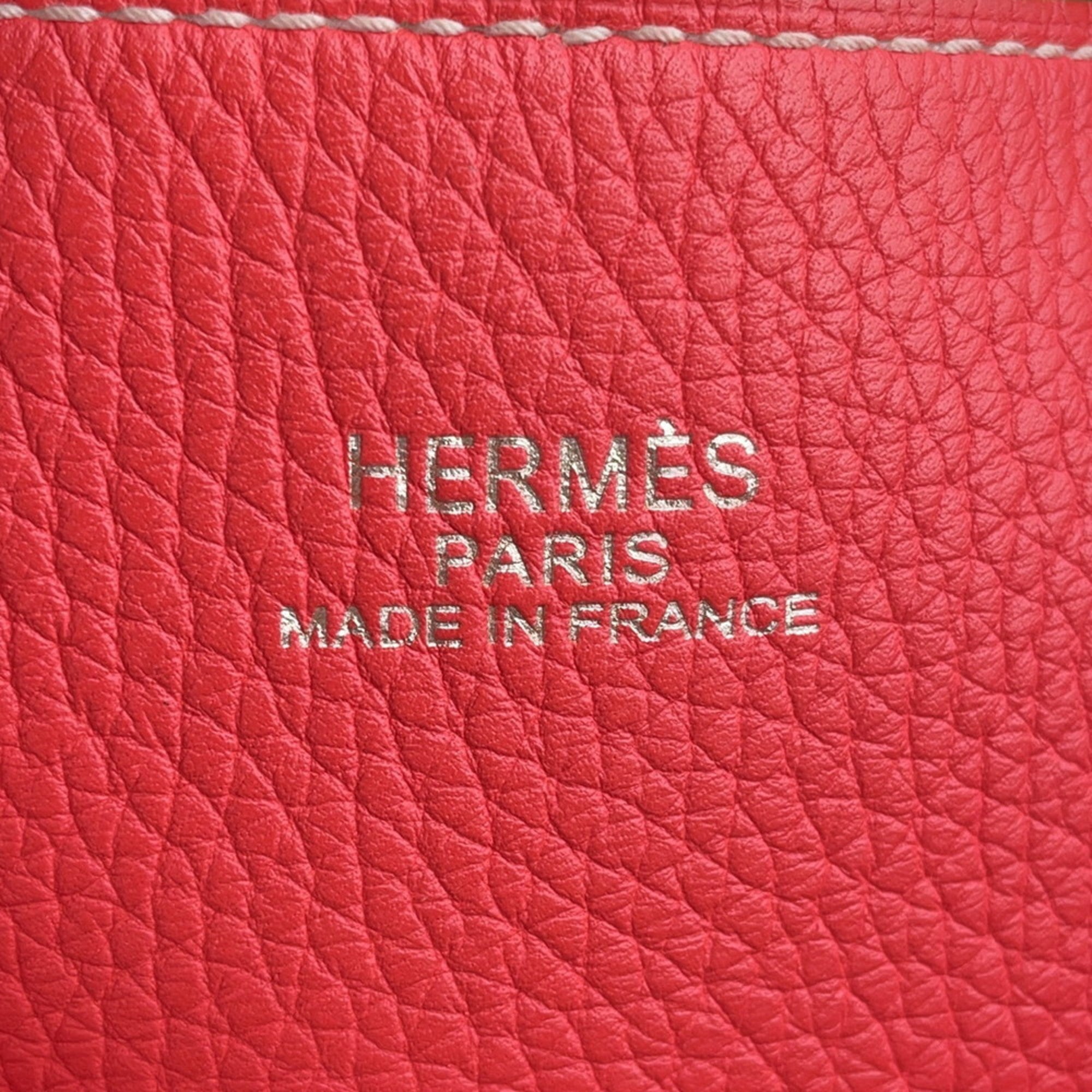 Hermes Bougainvillier Rouge Casaque Taurillon Clemence Leather Tote Bag (Pre-Owned)