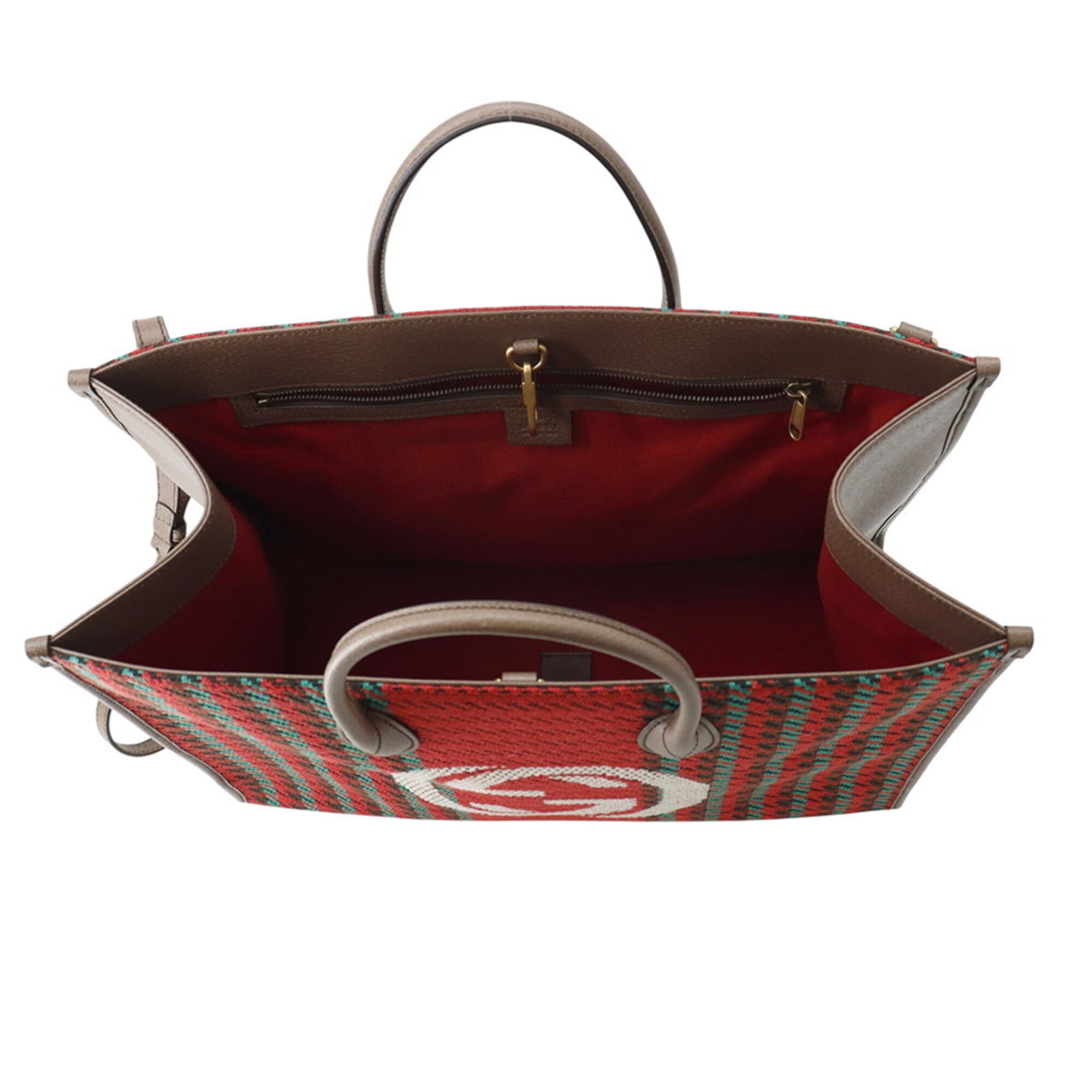 Gucci Multi-Color Red Color Canvas Leather Handbag (Pre-Owned)