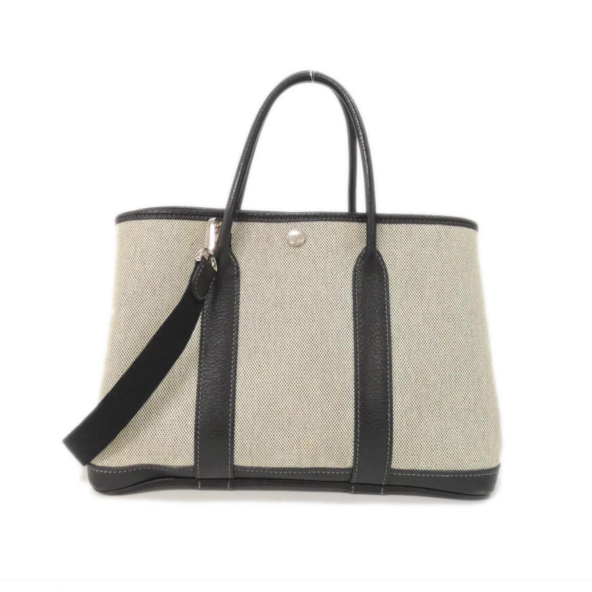 Hermes Black Toile H Buffle Skipper Leather Handbag (Pre-Owned)