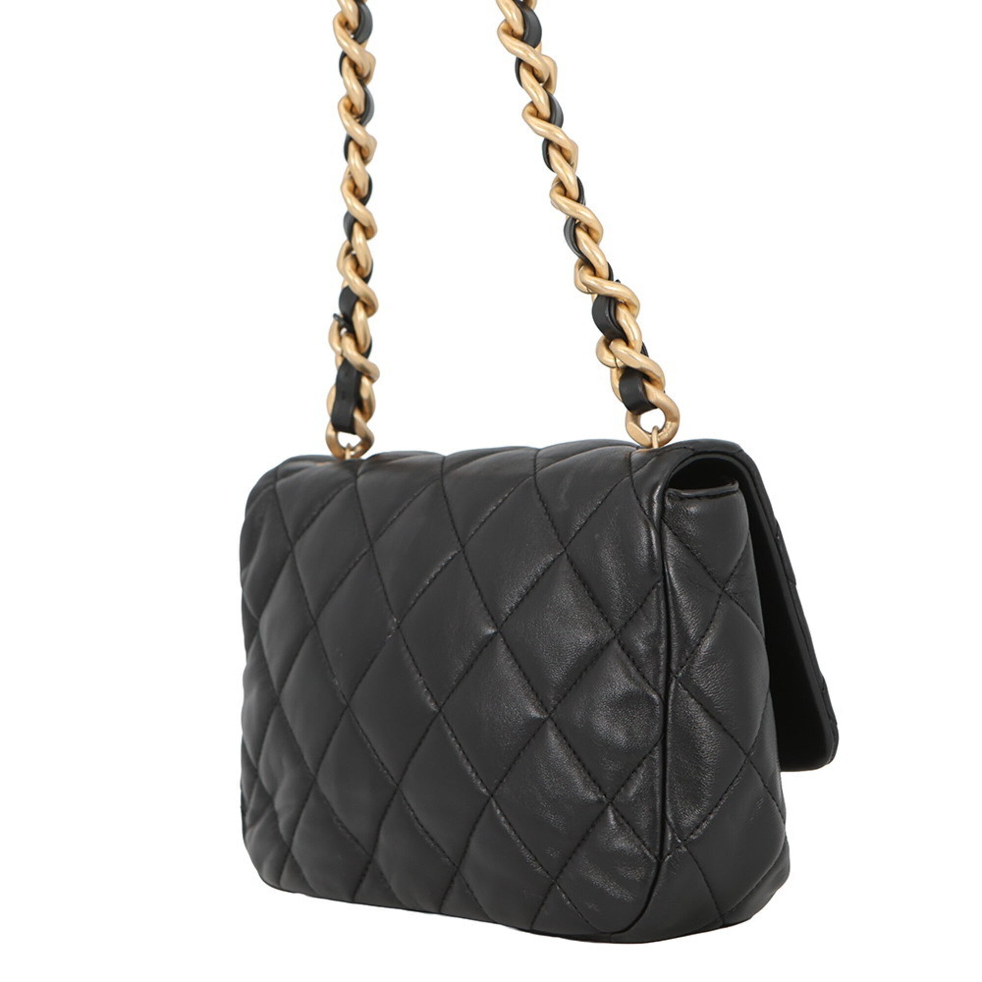 Chanel Black Leather Handbag Shoulder Bag (Pre-Owned)
