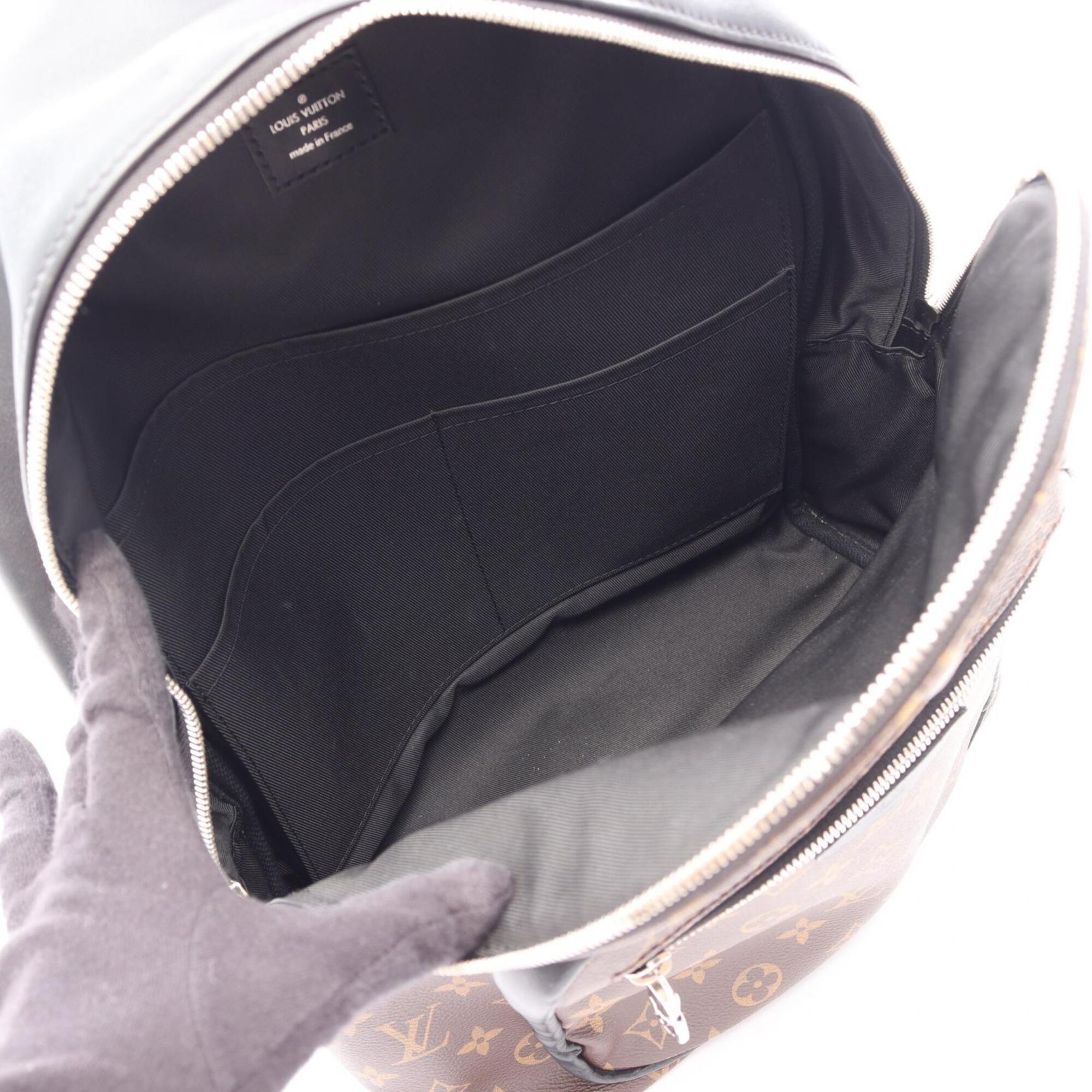 Louis Vuitton Black Brown Coated Canvas Leather Backpack Handbag (Pre-Owned)