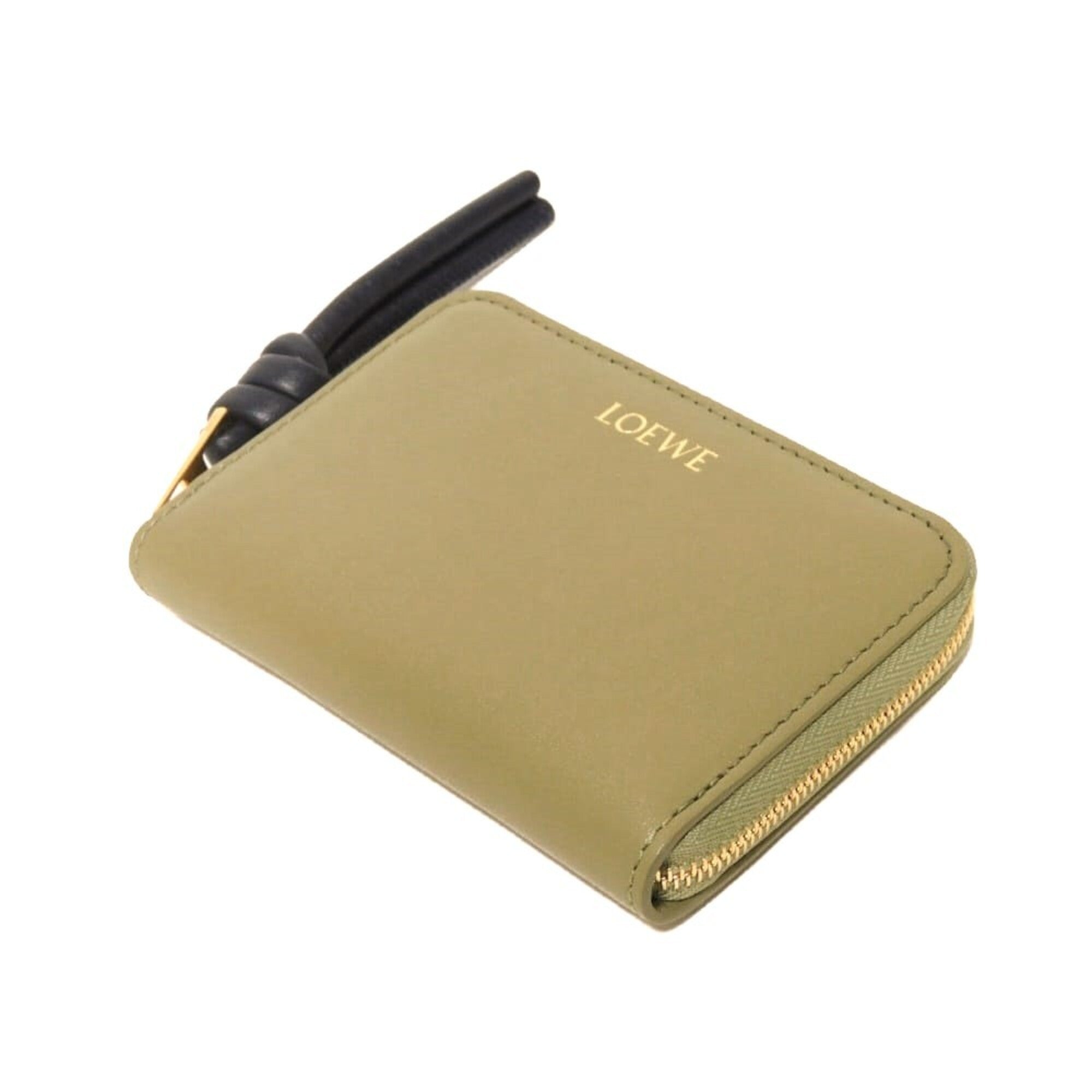 Loewe Green Leather Coin Purse/Coin Case (Pre-Owned)