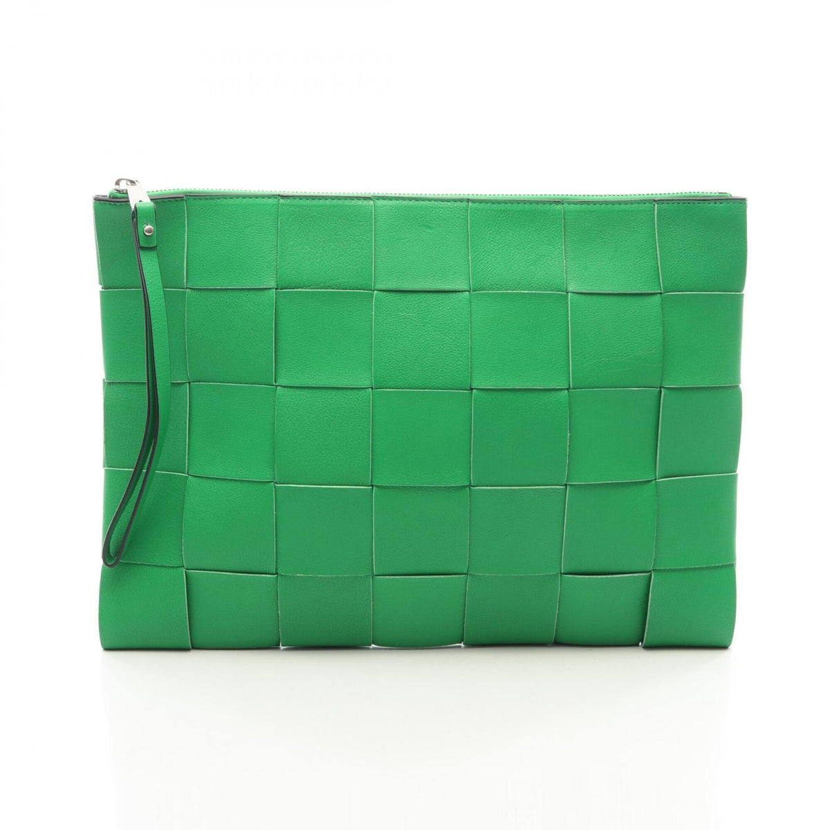 Bottega Veneta Green Leather Clutch Bag Handbag (Pre-Owned)