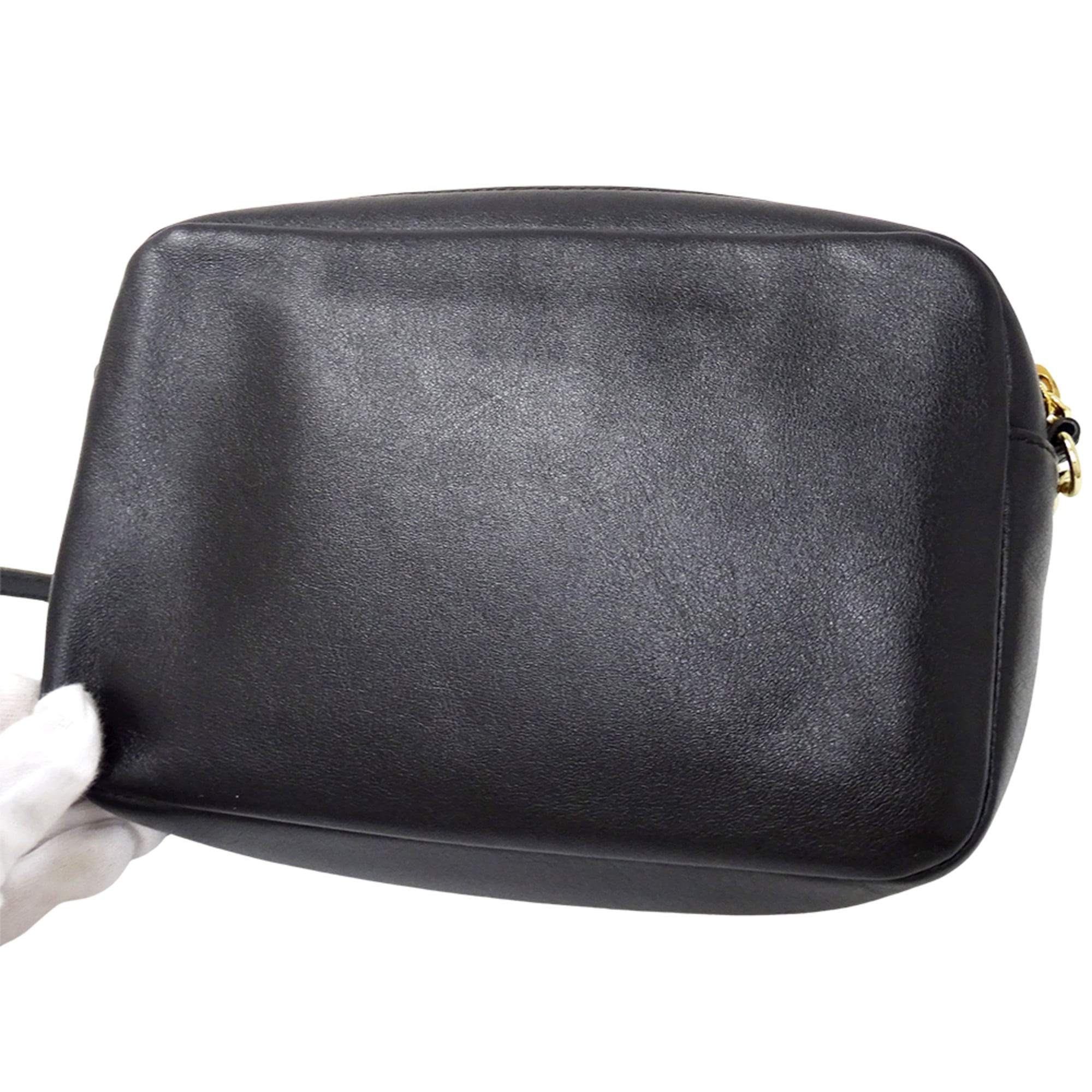 Jimmy Choo Black Leather Handbag Shoulder Bag (Pre-Owned)