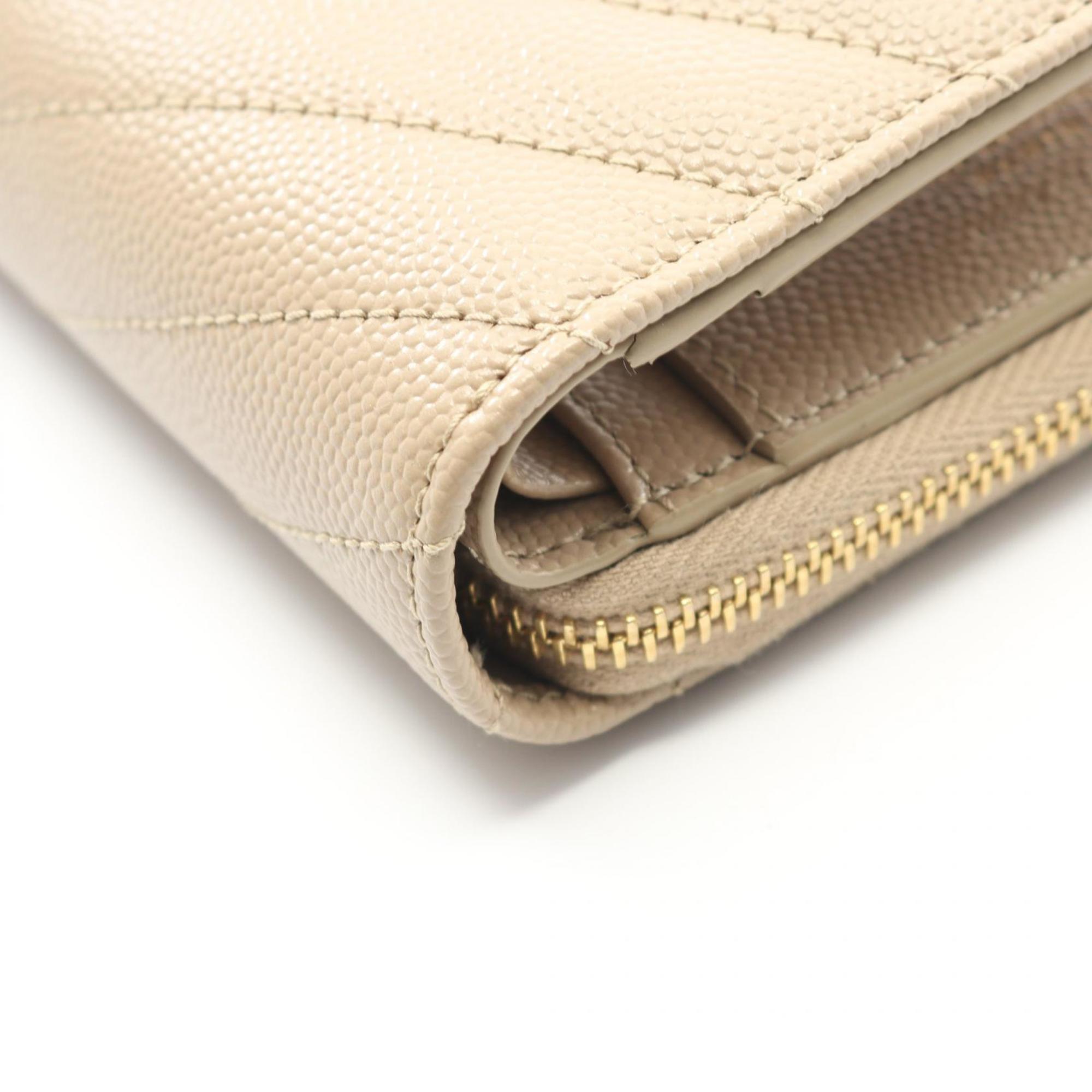 Yves Saint Laurent Beige Leather Wallet (Bi-Fold) (Pre-Owned)