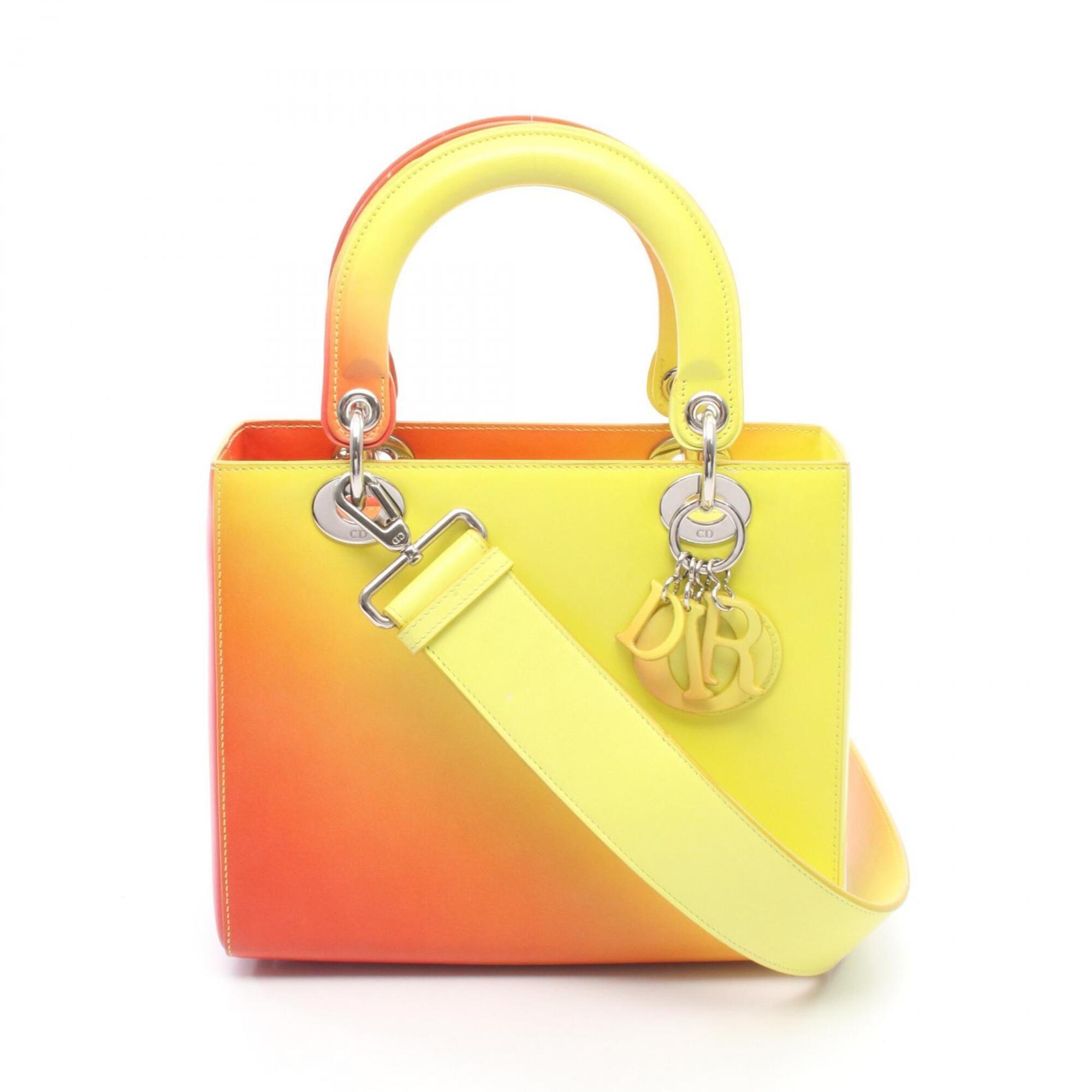 Christian Dior Orange Yellow Leather Handbag (Pre-Owned)
