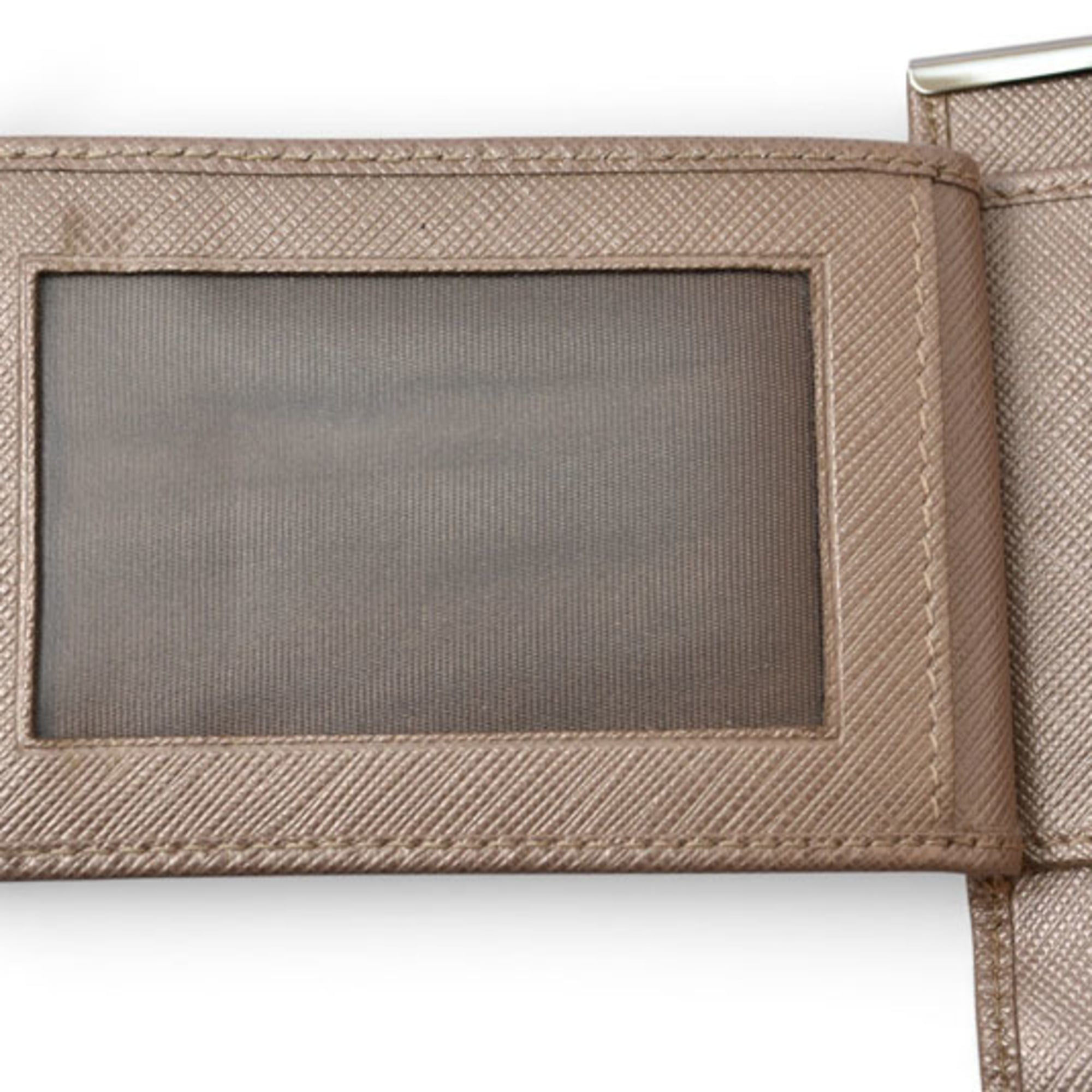 Salvatore Ferragamo Gancini Metallic Beige Leather Long Wallet (Bi-Fold) (Pre-Owned)